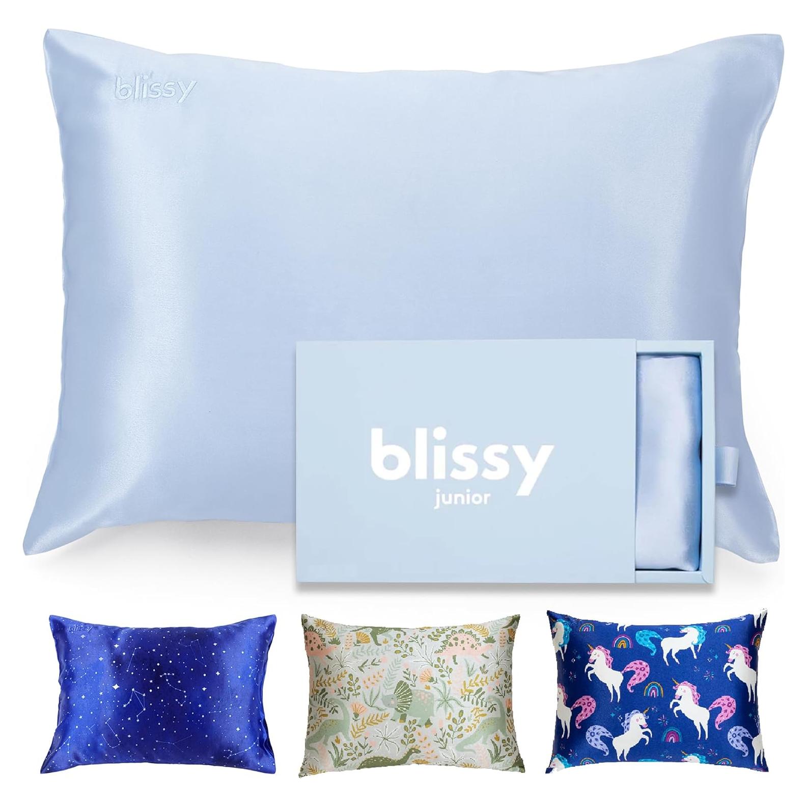 Funda de Almohada de Seda Blissy 100% Pura 50.8x66 cm Azul Bebé