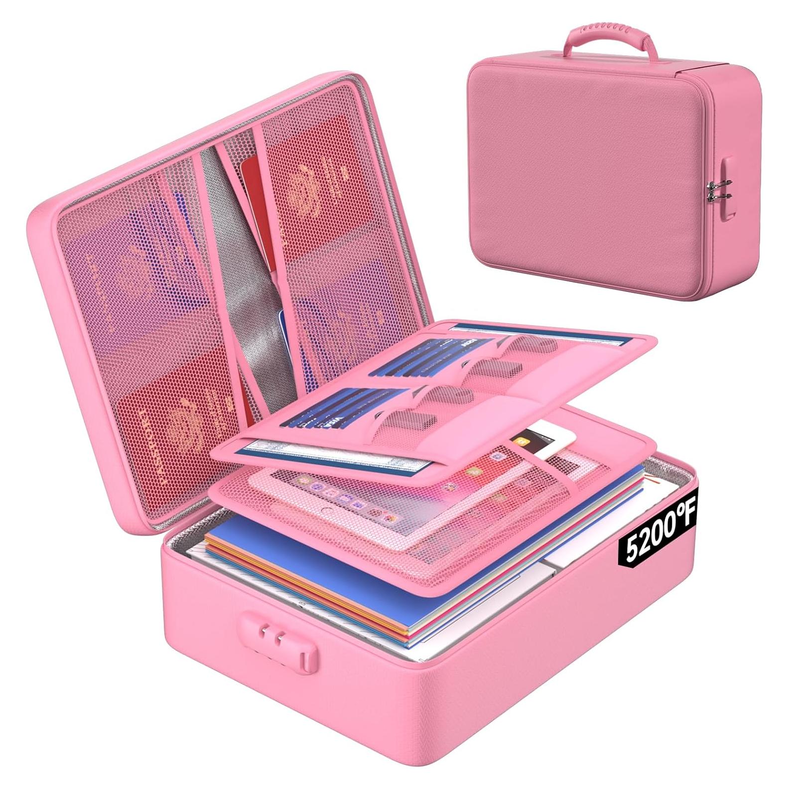 Bolsa Ignífuga ENGPOW 5200°F Rosa con Cerradura y 8 Capas