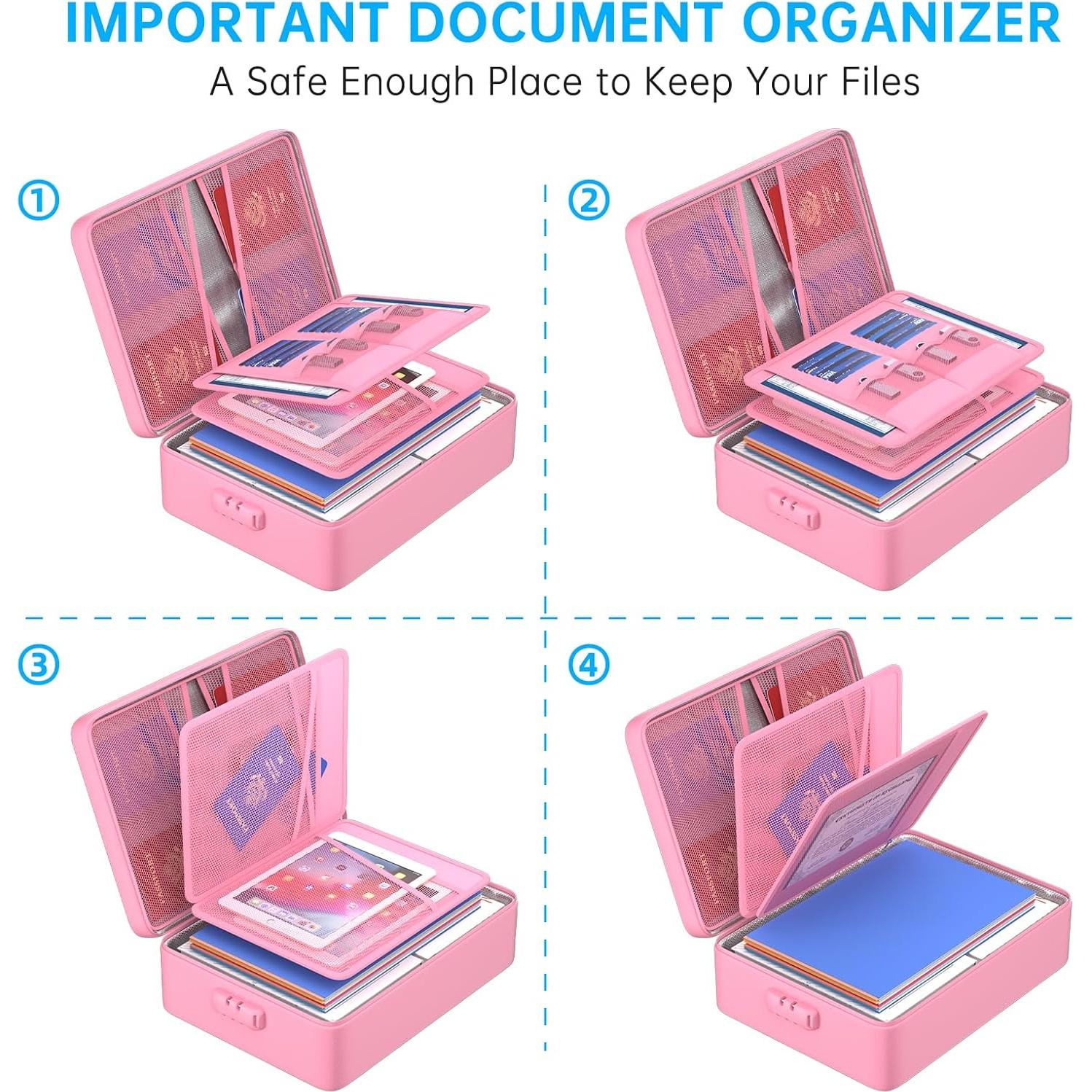 Bolsa Ignífuga ENGPOW 5200°F Rosa con Cerradura y 8 Capas