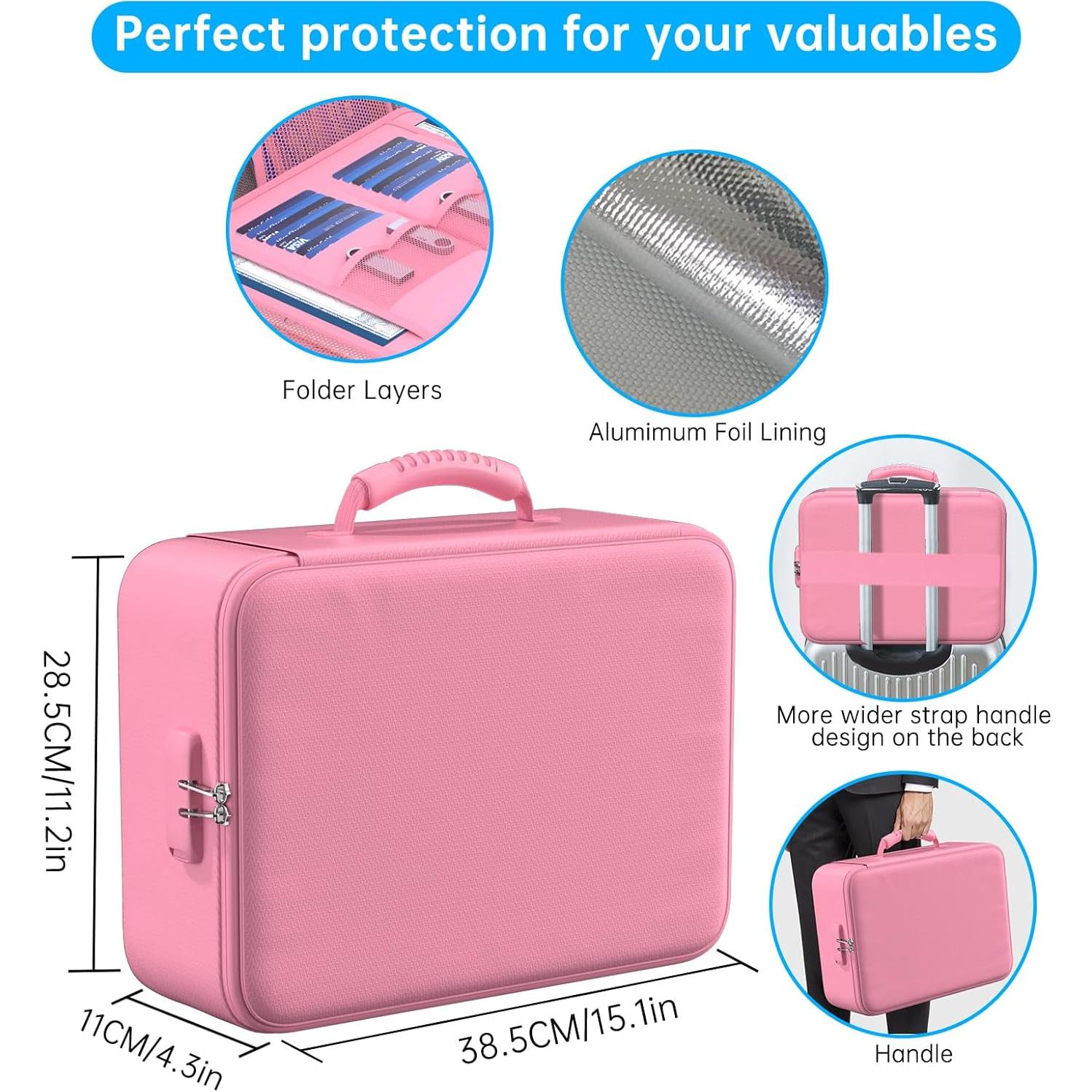 Bolsa Ignífuga ENGPOW 5200°F Rosa con Cerradura y 8 Capas