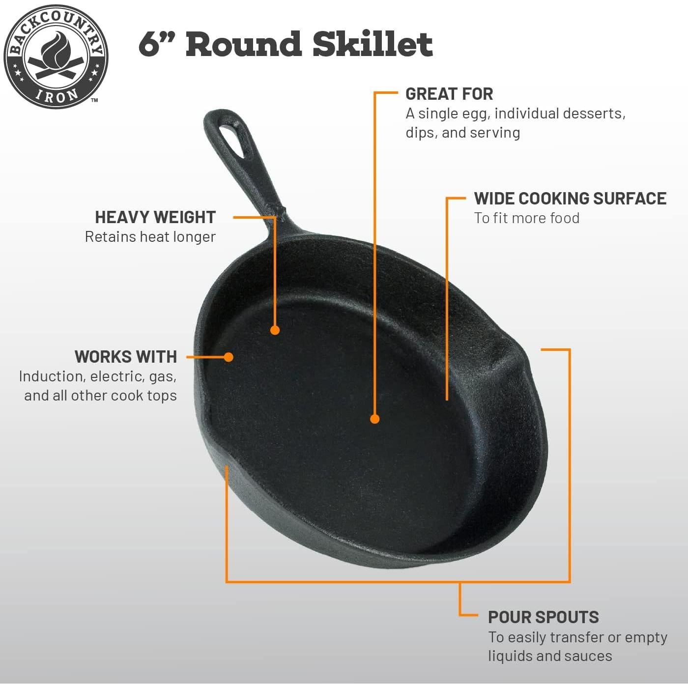 Sartén de Hierro Fundido Pre-Sazonada 15.24 cm Backcountry Iron