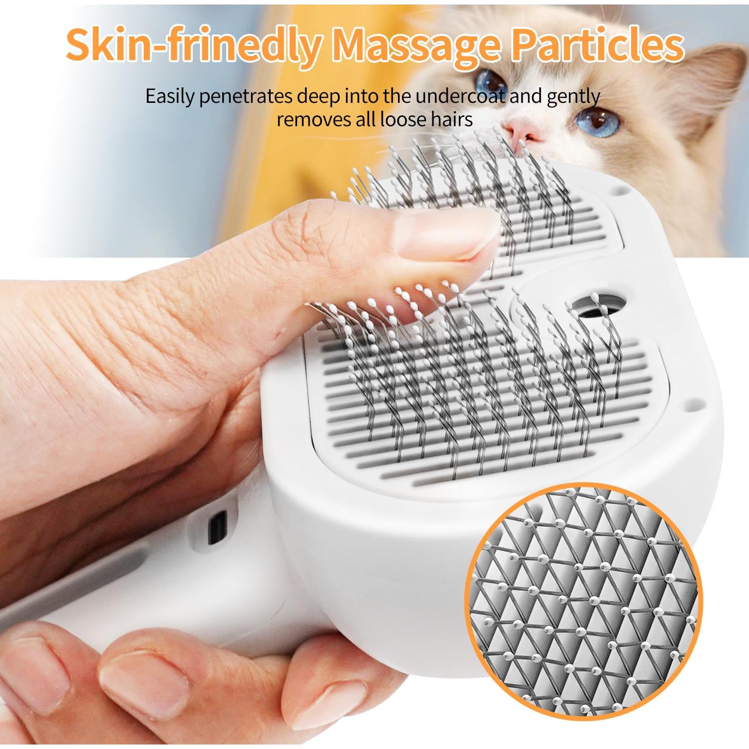 Cepillo Acicalador Rosa PUKMCX con Spray y Autolimpieza