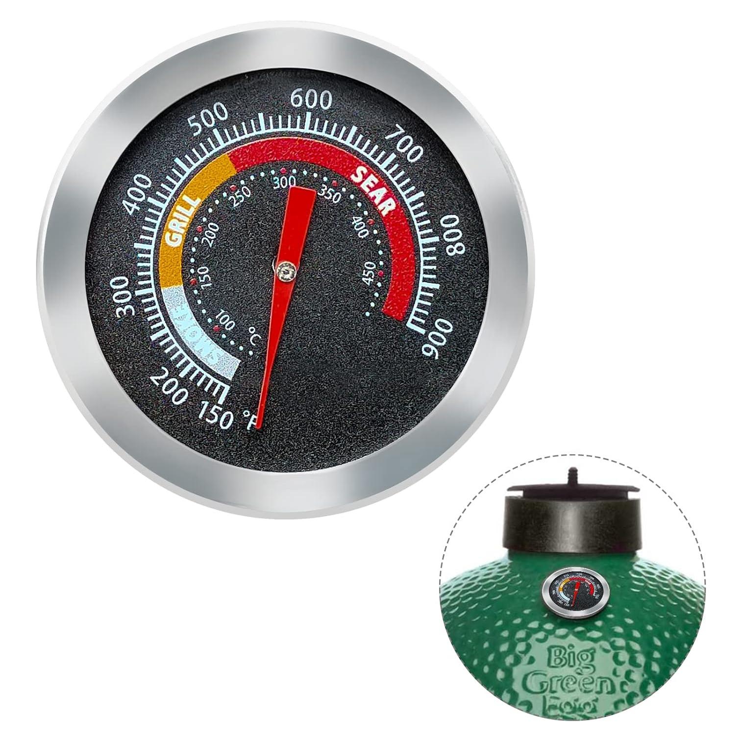Upgrade Replacement Thermometer for M/MiniMax Big Green Egg,2" Grill Temperature Gauge for Big Green Egg Accessories 150-900°F with Waterproof and No-Fog Glass Lens