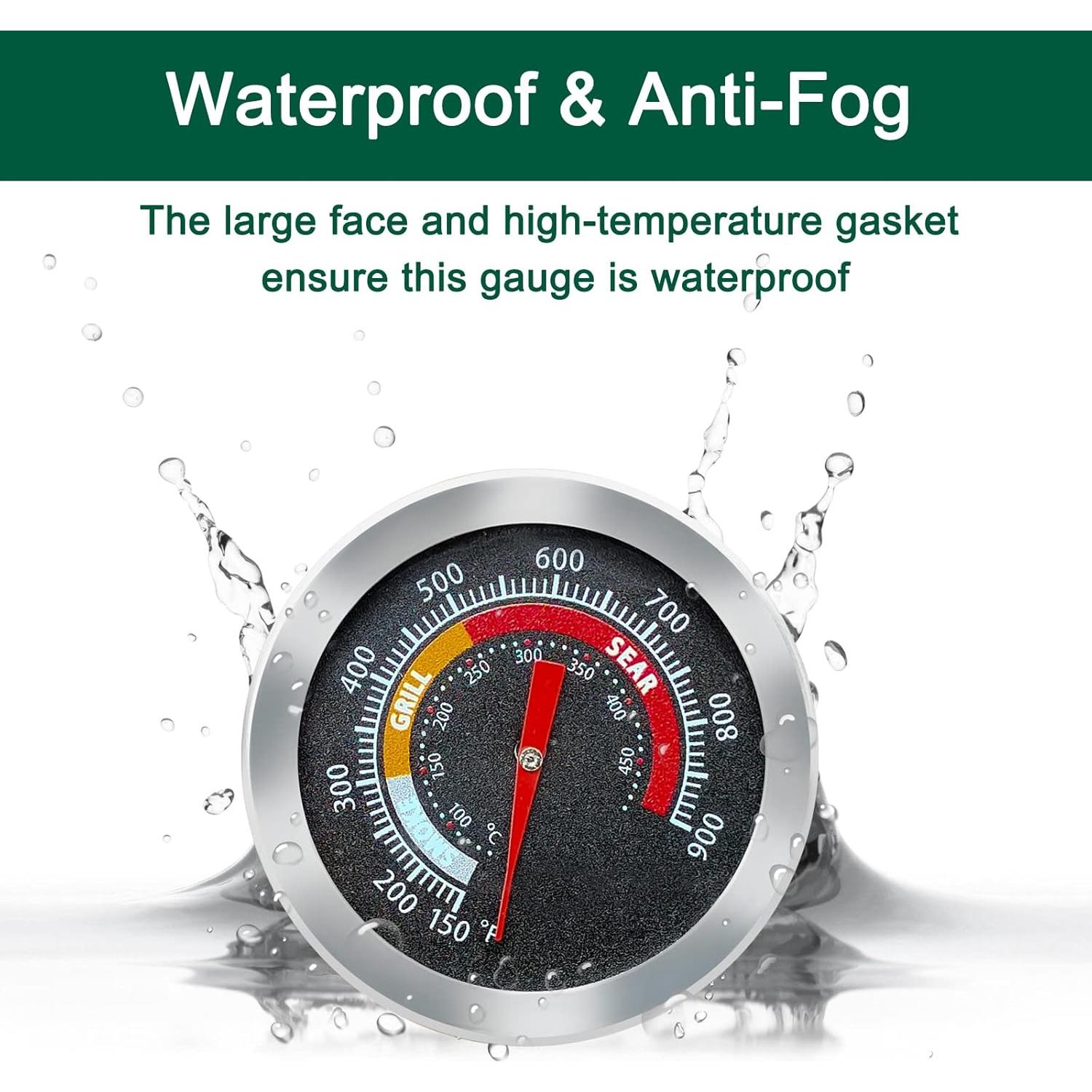 Upgrade Replacement Thermometer for M/MiniMax Big Green Egg,2" Grill Temperature Gauge for Big Green Egg Accessories 150-900°F with Waterproof and No-Fog Glass Lens