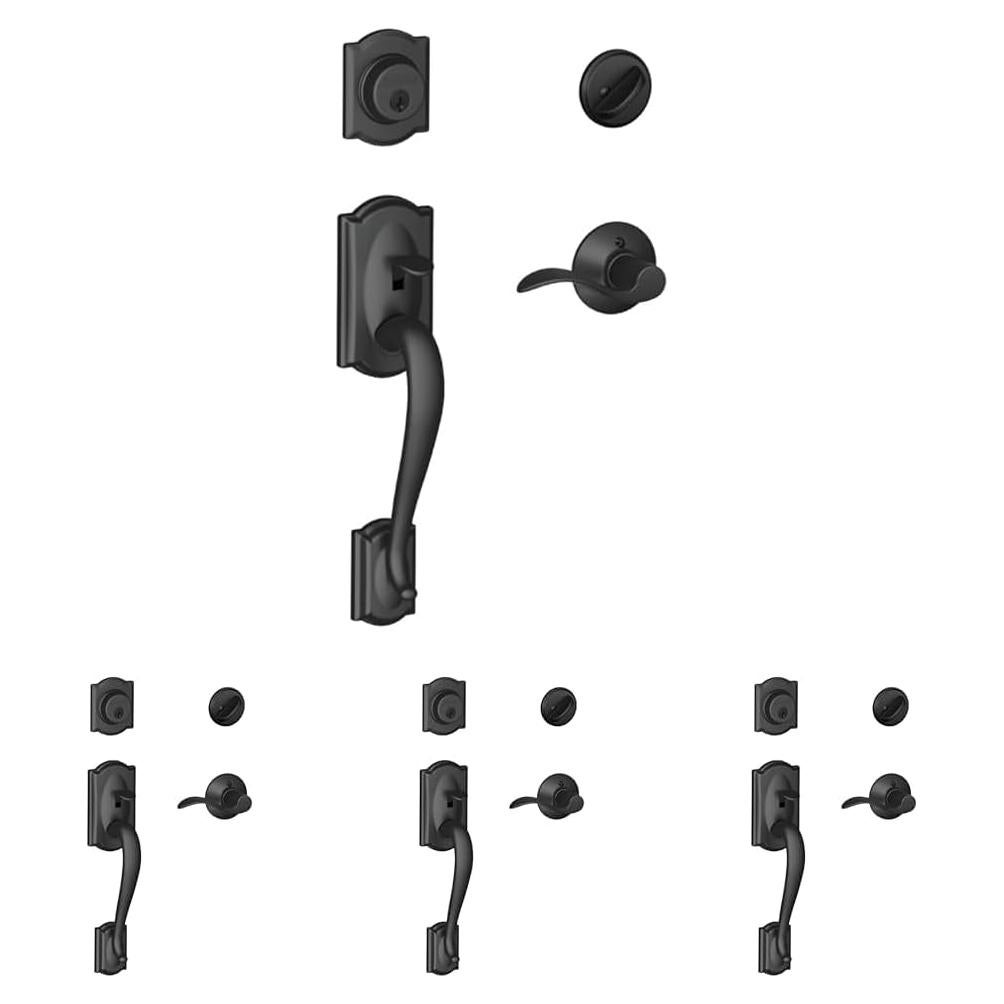 Manija de Cilindro Único SCHLAGE Camelot Negro Mate 4 Pzas