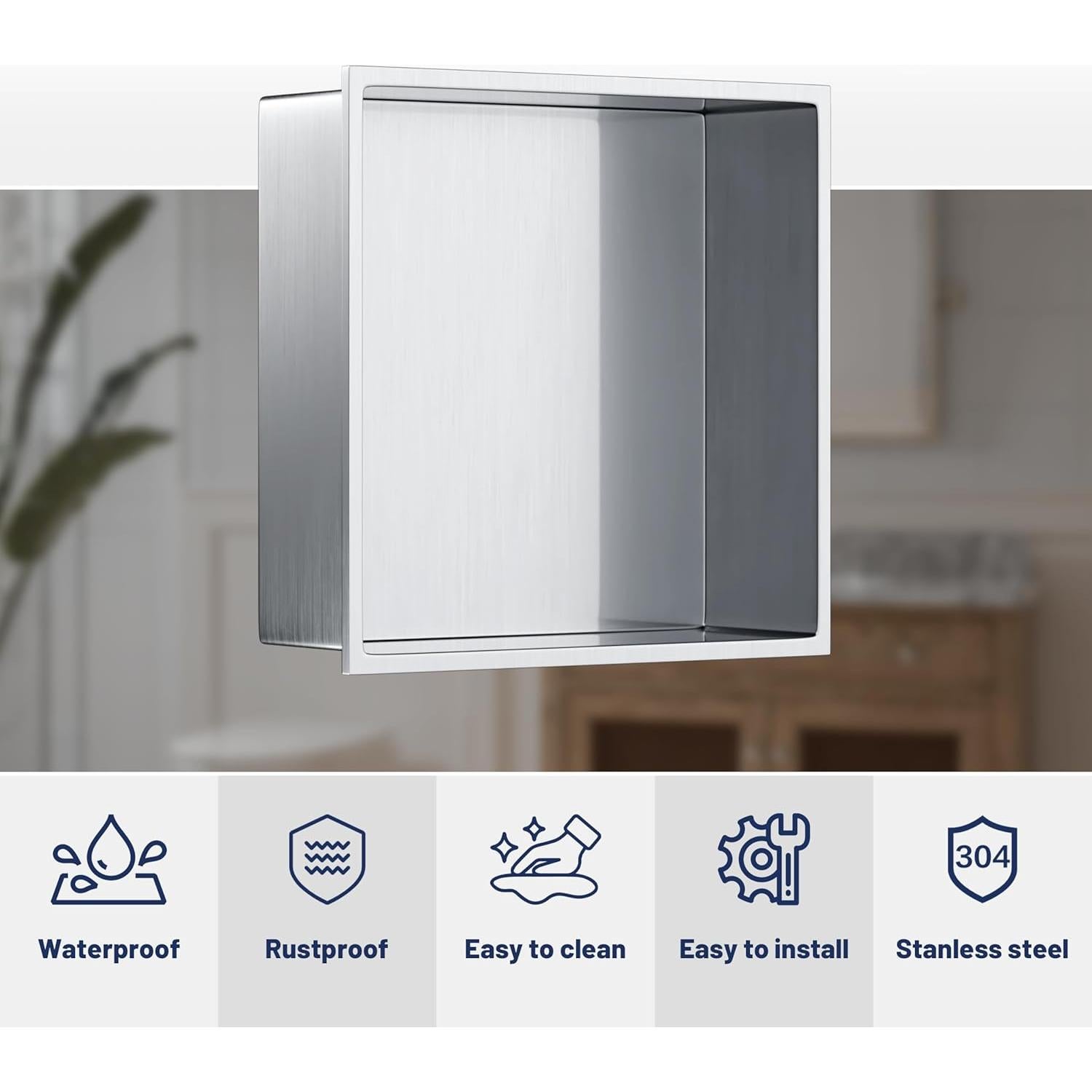 Nicho de Ducha Acero Inoxidable BATHLAVISH 30x30 cm Niquel