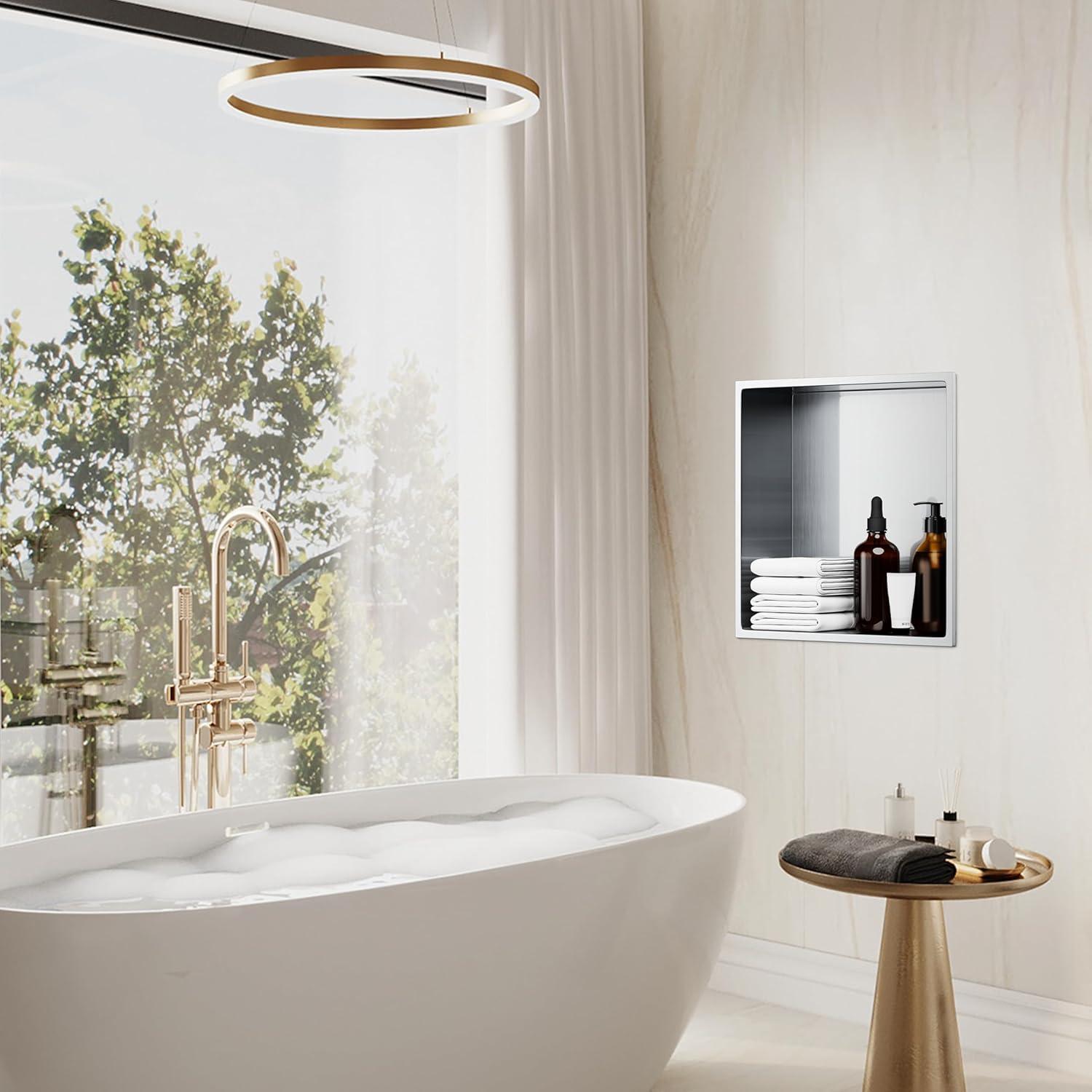 Nicho de Ducha Acero Inoxidable BATHLAVISH 30x30 cm Niquel