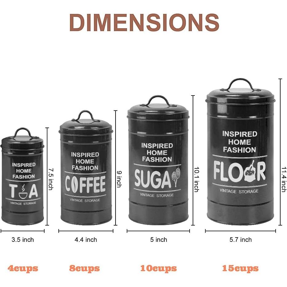 Juego de 4 Latas de Cocina Vintage LF LIKEFAIR - Almacenamiento
