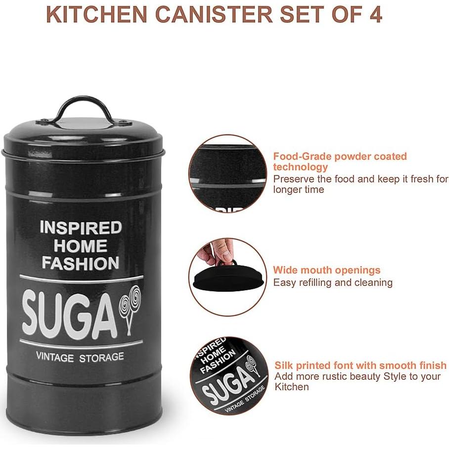 Juego de 4 Latas de Cocina Vintage LF LIKEFAIR - Almacenamiento