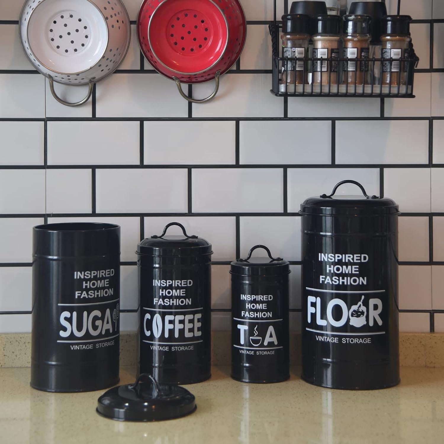 Juego de 4 Latas de Cocina Vintage LF LIKEFAIR - Almacenamiento