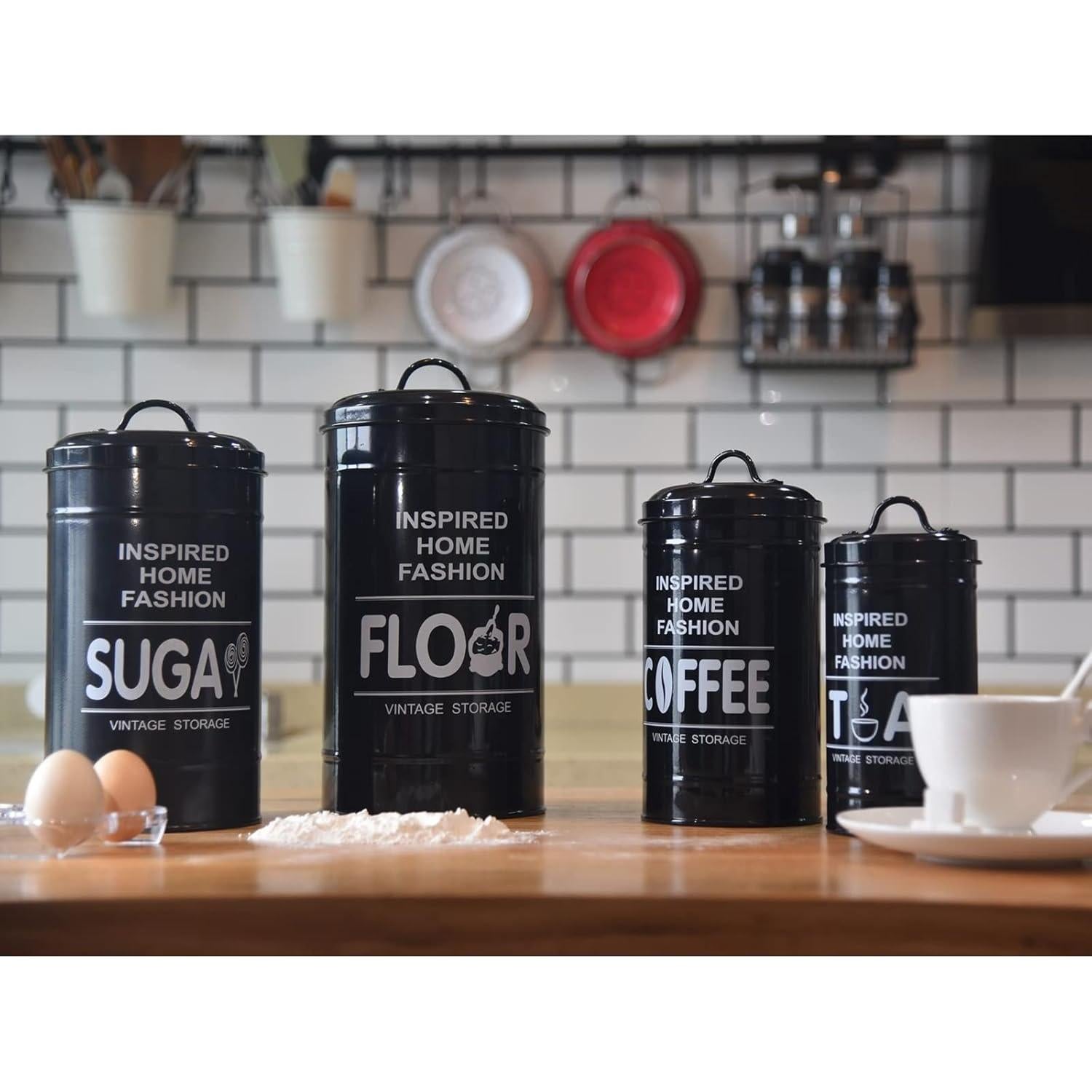 Juego de 4 Latas de Cocina Vintage LF LIKEFAIR - Almacenamiento