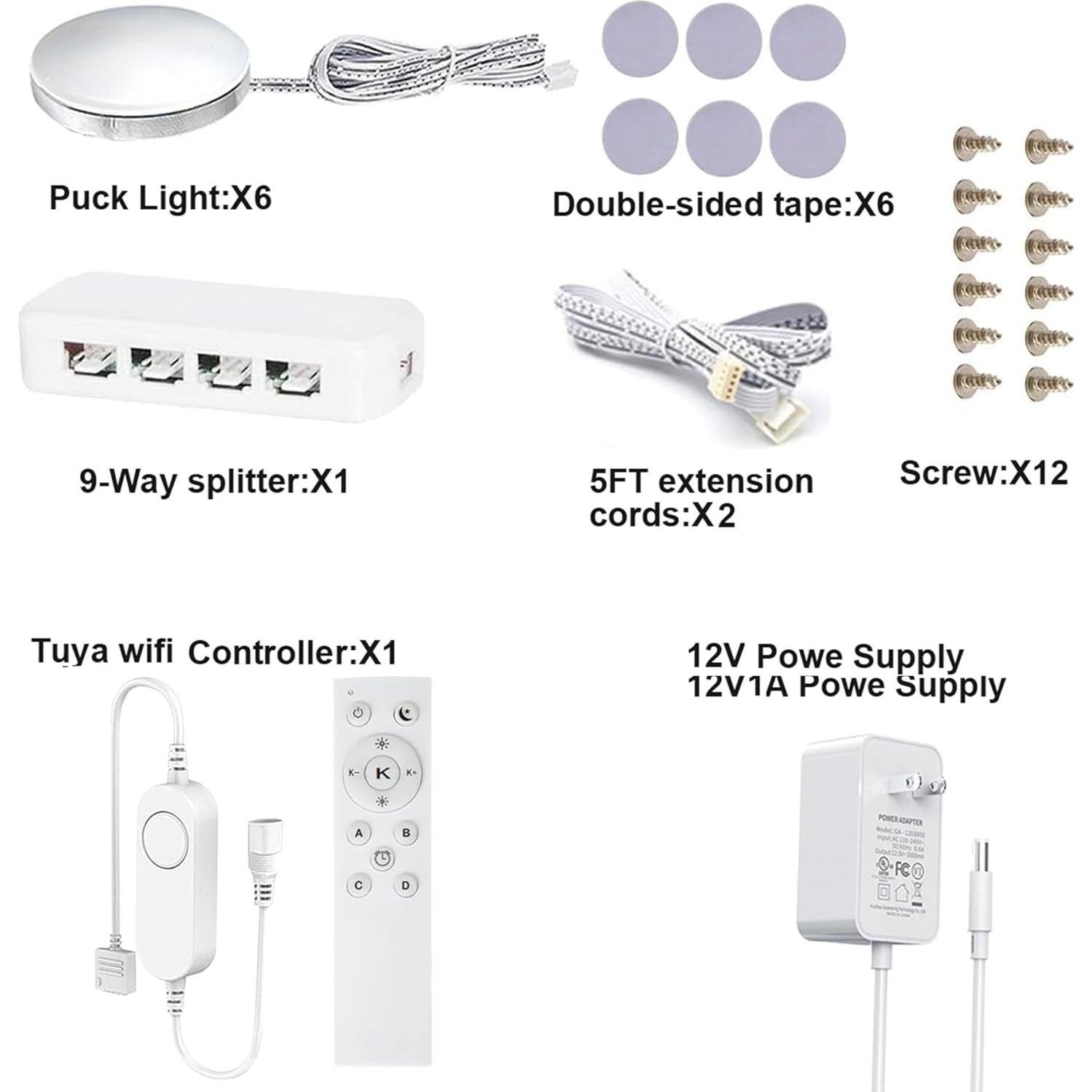 Kit de 6 Luces LED Puck WiFi YSRSAI 2700K-6500K Control Remoto