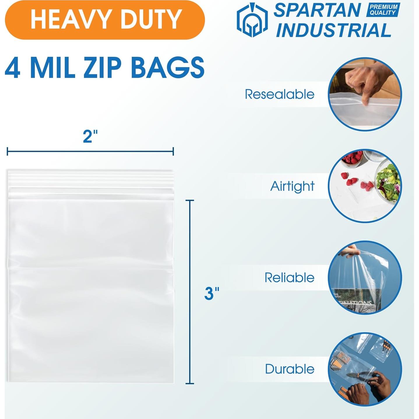 Bolsas de Plástico Re sellables Spartan Industrial 2x3" 1000 Unidades