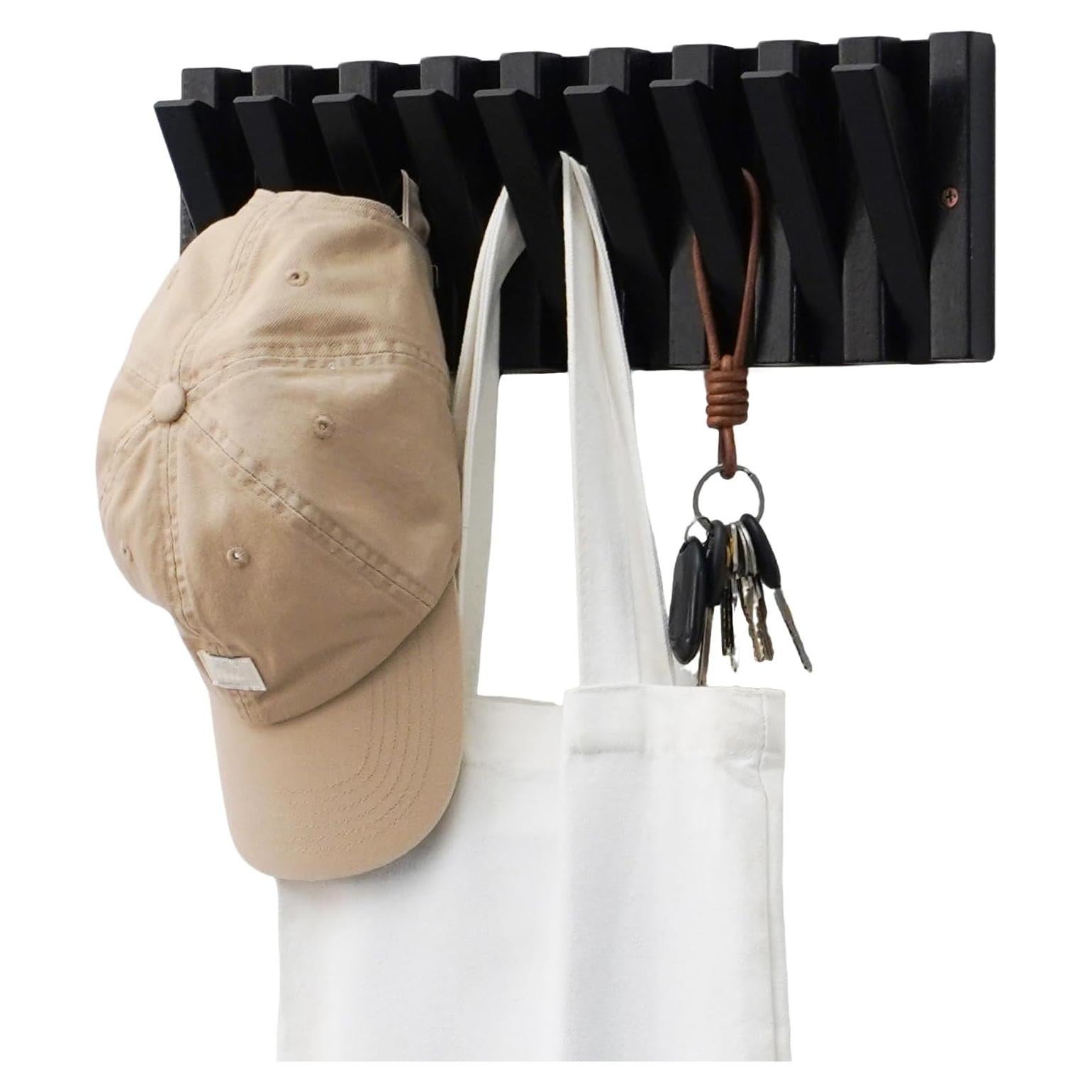 Perchero de Madera Maciza YaochuForest con 9 Ganchos Retráctiles