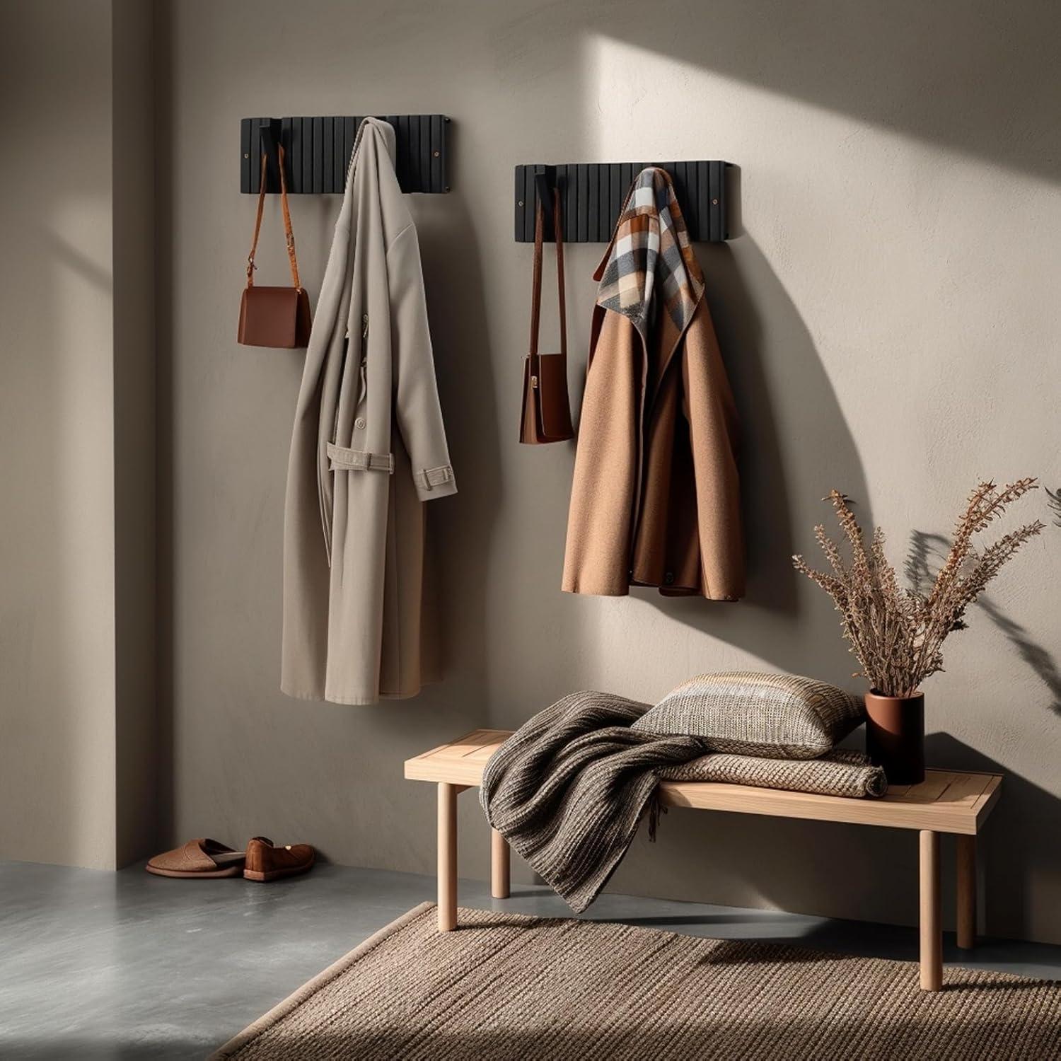 Perchero de Madera Maciza YaochuForest con 9 Ganchos Retráctiles