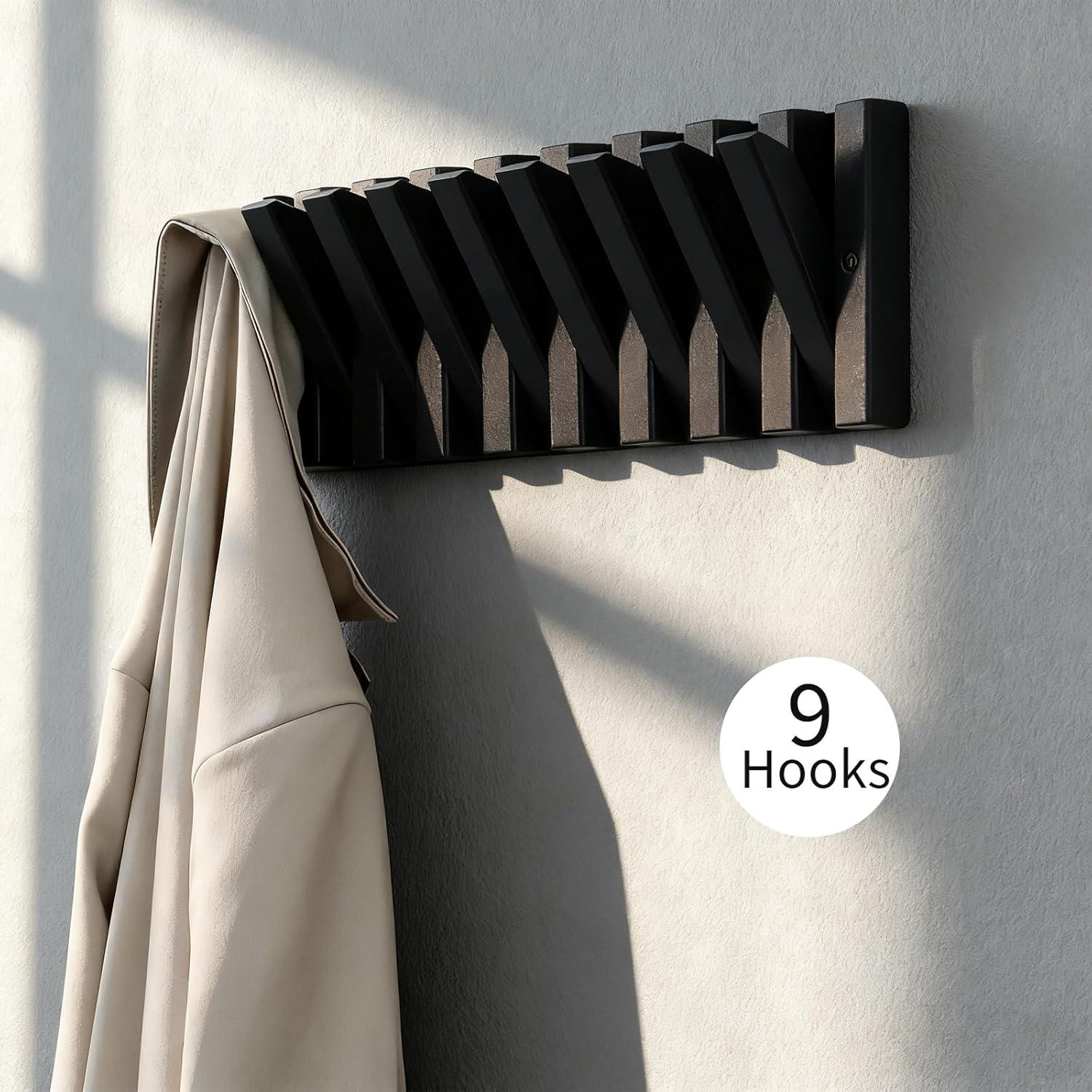 Perchero de Madera Maciza YaochuForest con 9 Ganchos Retráctiles