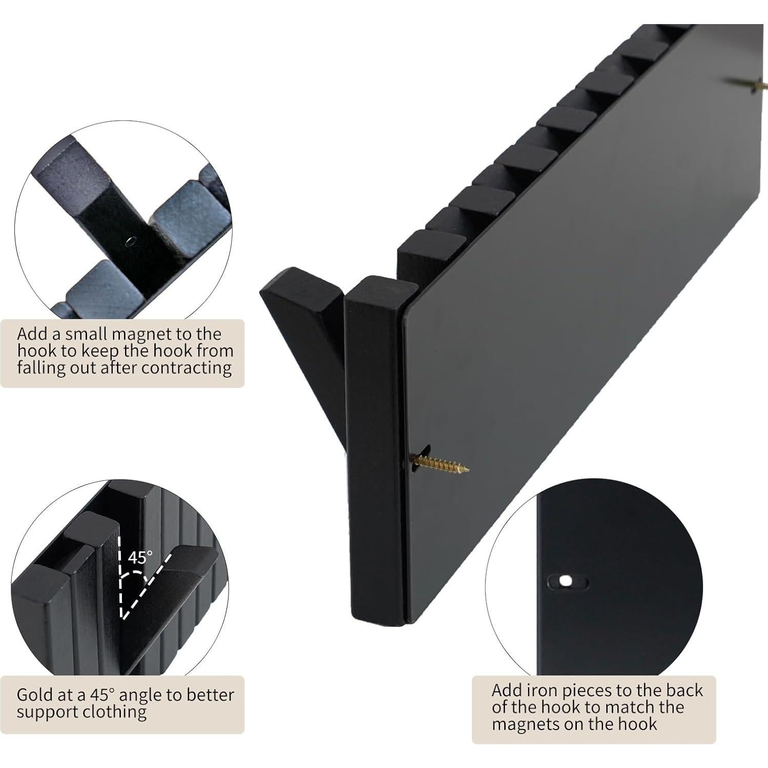 Perchero de Madera Maciza YaochuForest con 9 Ganchos Retráctiles