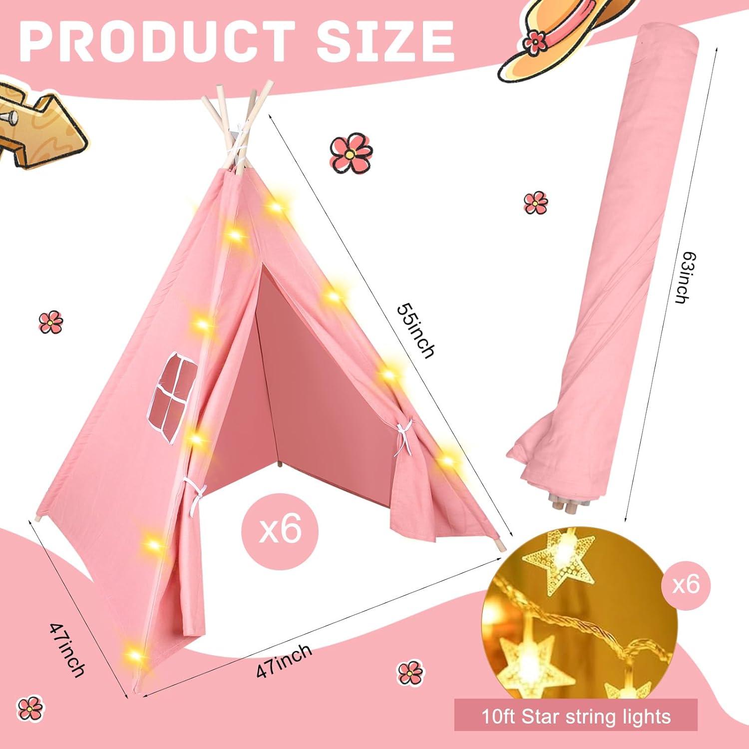 6 Tiendas Teepee Rosa MBJZSL con Luces 10FT para Niños