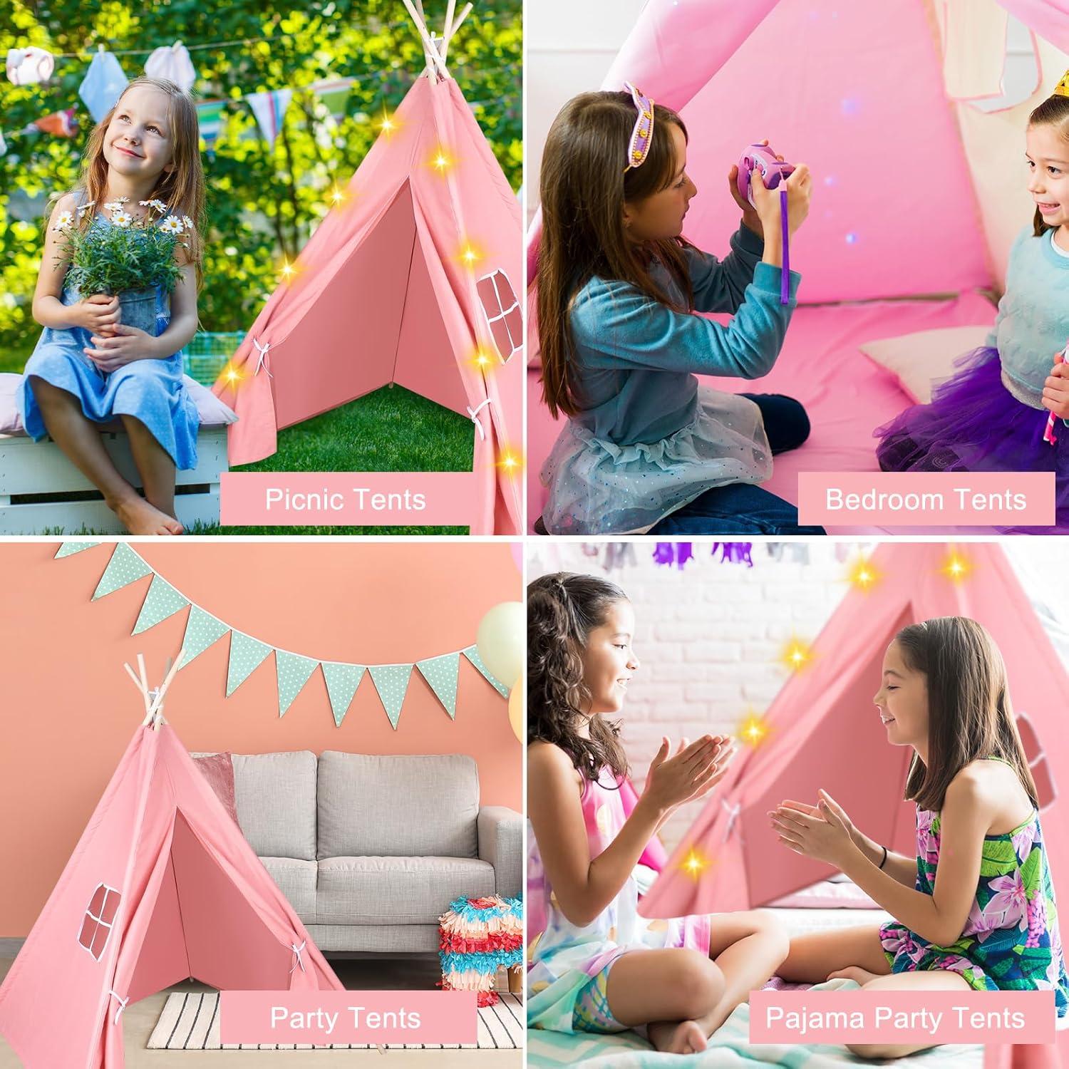 6 Tiendas Teepee Rosa MBJZSL con Luces 10FT para Niños