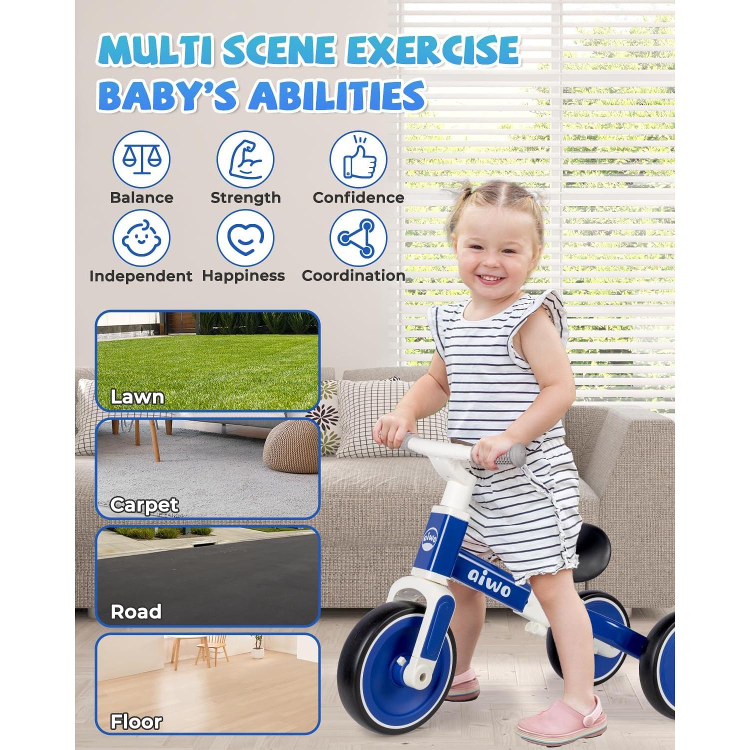 Triciclo 4 en 1 Aiwo para Niños 1-3 Años - Bicicleta Equilibrio