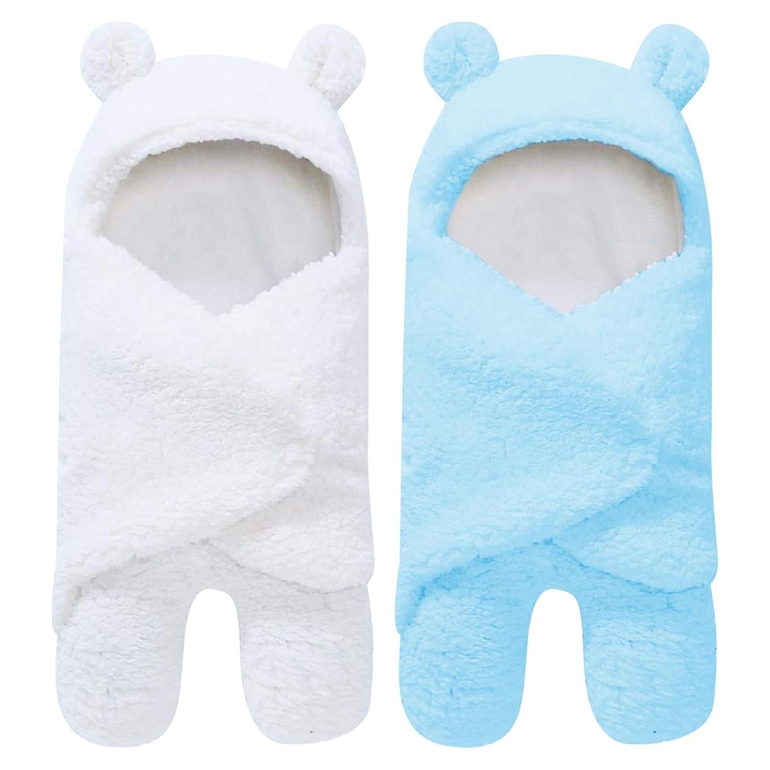Paquete de 2 mantas swaddle Sherpa Spotted Play - Acuamarina y Blanca