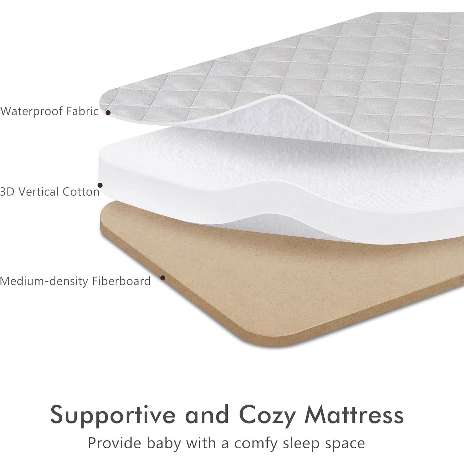 Cuna Lateral TotRun Ajustable 5 Alturas con Colchón y Ruedas