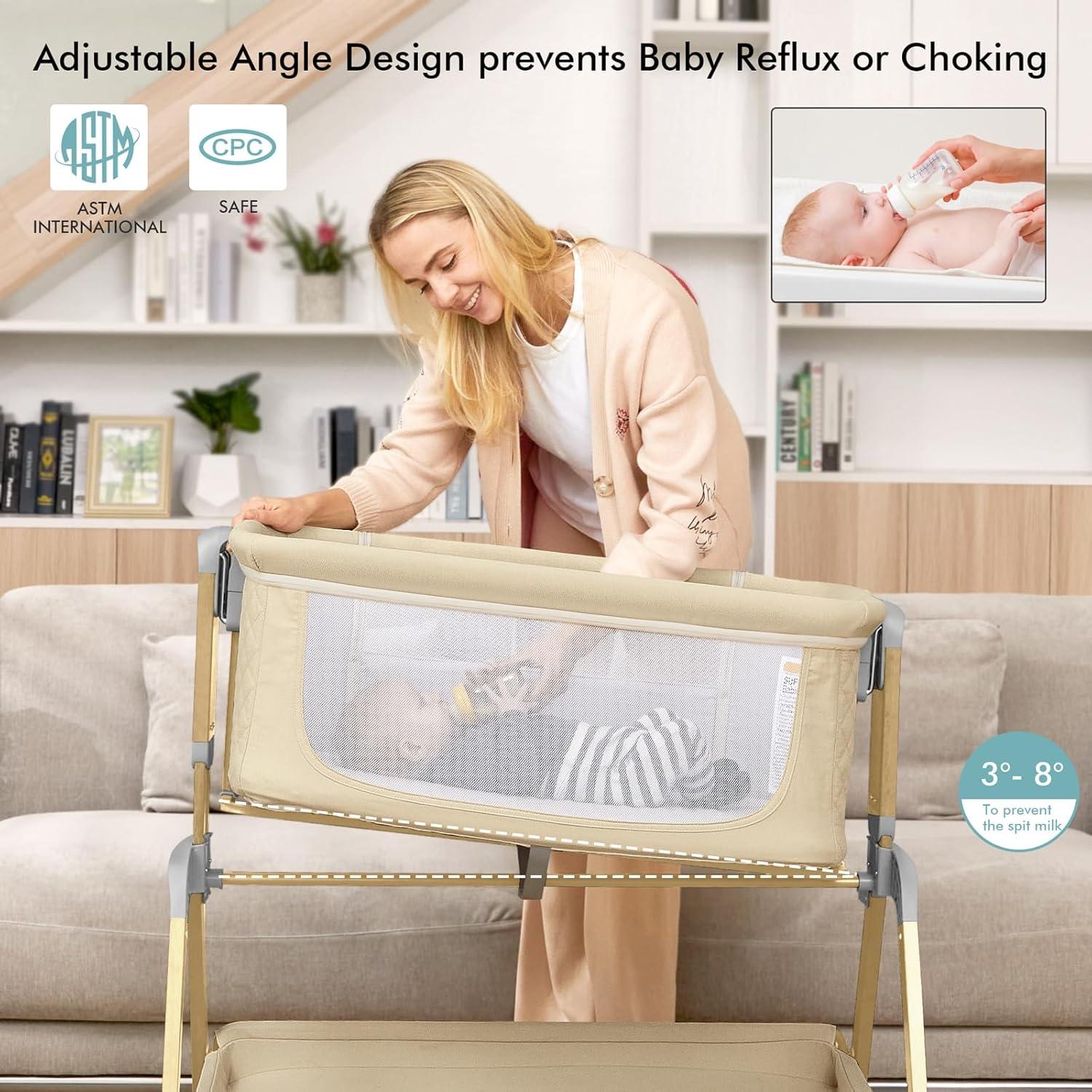 Cuna Lateral TotRun Ajustable 5 Alturas con Colchón y Ruedas