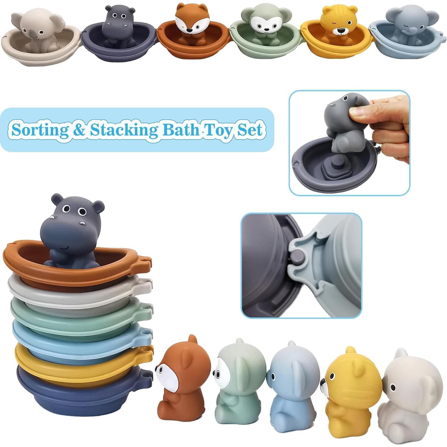 Juguetes de Baño Flotantes AFUDO 12 Piezas para Niños