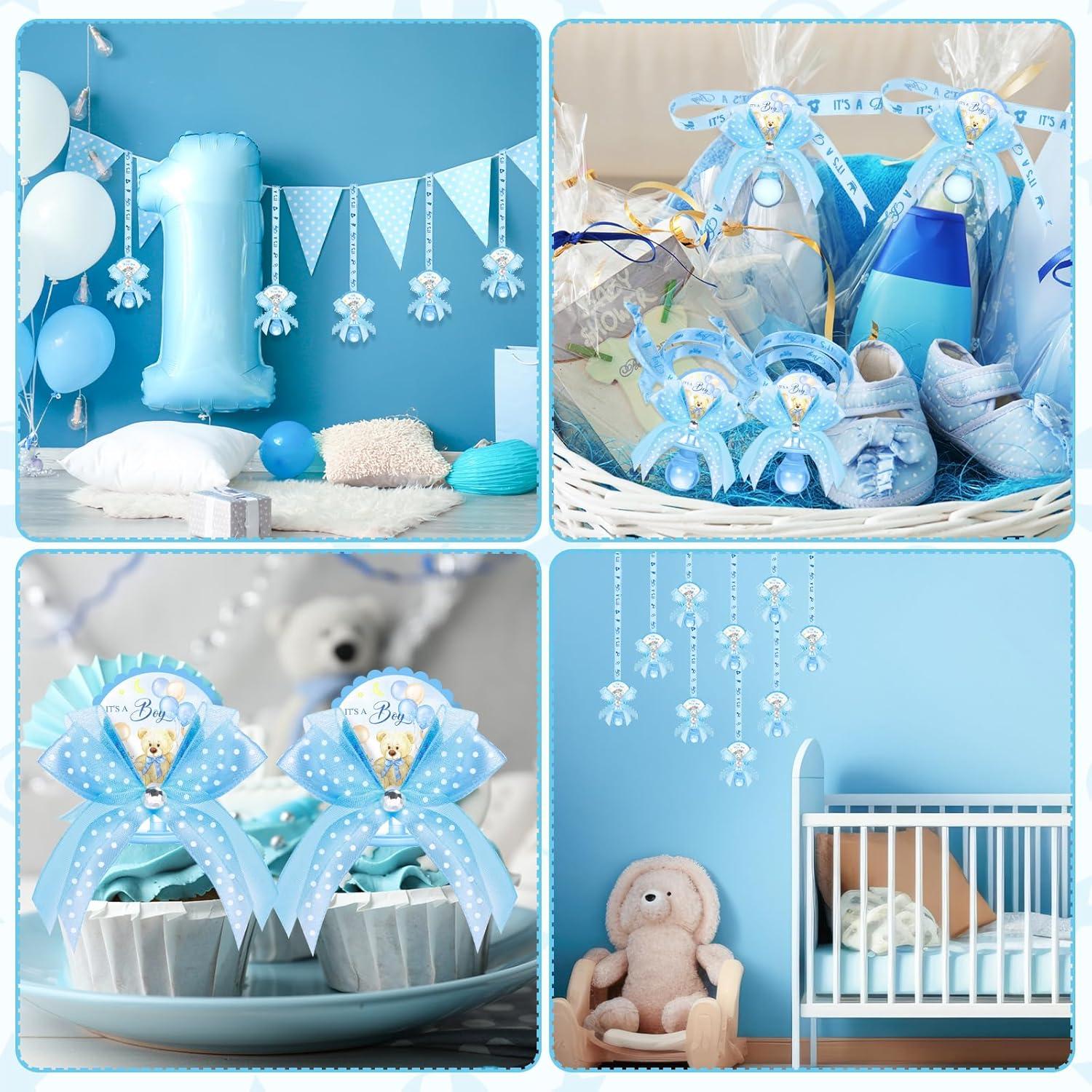 Hotop 36 Collares de Chupete Baby Shower Azul Oso