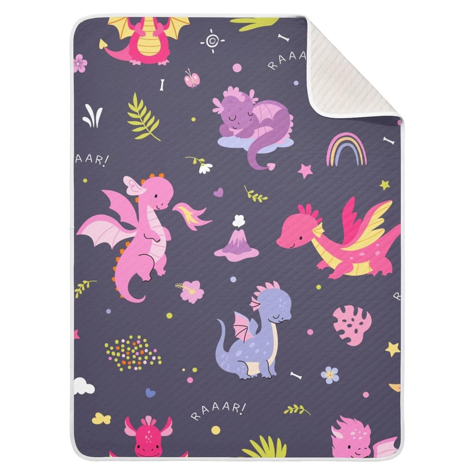 Manta para Bebés Qilmy Dragones Lindos 76x102 cm Algodón Suave