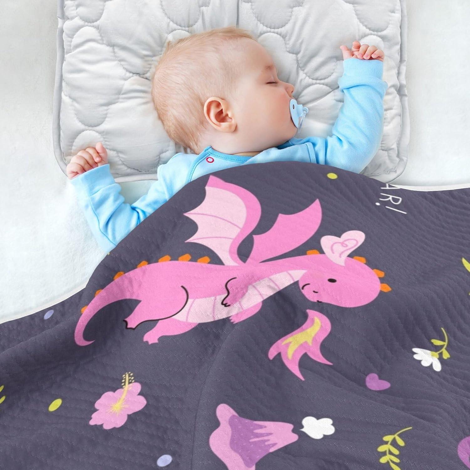 Manta para Bebés Qilmy Dragones Lindos 76x102 cm Algodón Suave