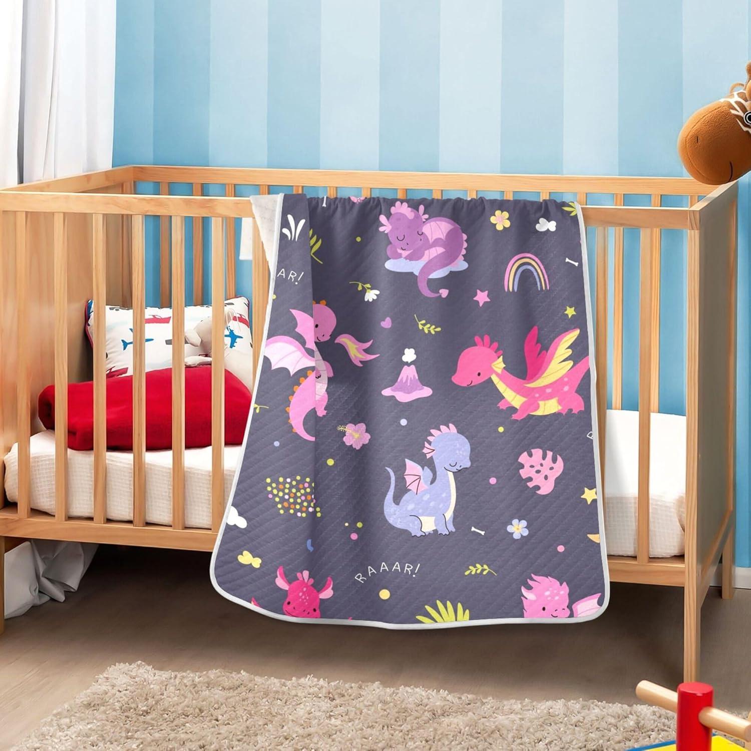 Manta para Bebés Qilmy Dragones Lindos 76x102 cm Algodón Suave