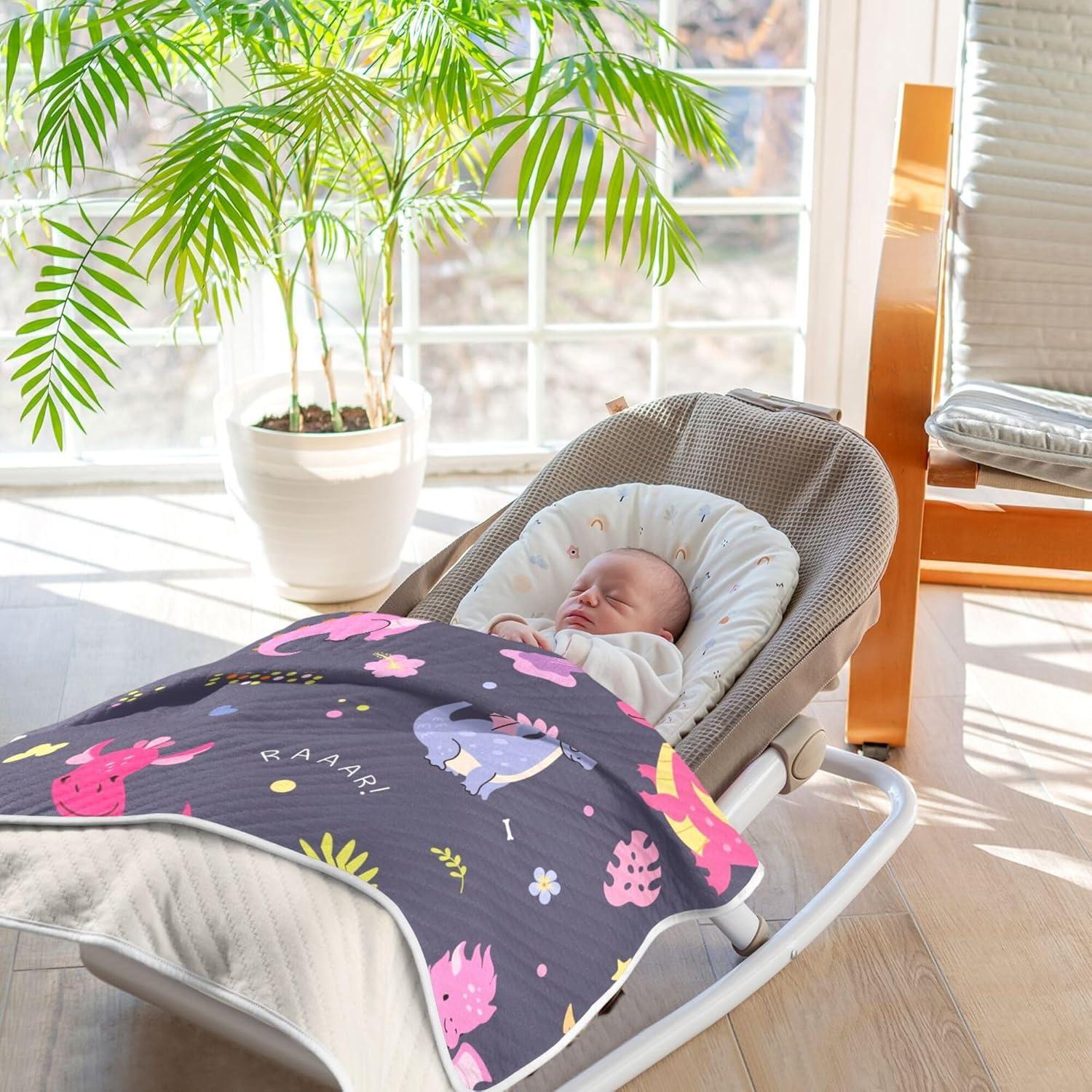 Manta para Bebés Qilmy Dragones Lindos 76x102 cm Algodón Suave