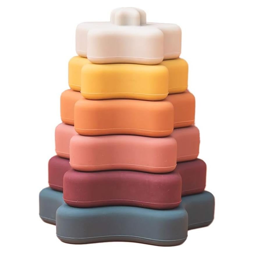 Juguete Apilable de Silicona Promise Babe - Bloques Estrella 6 Piezas