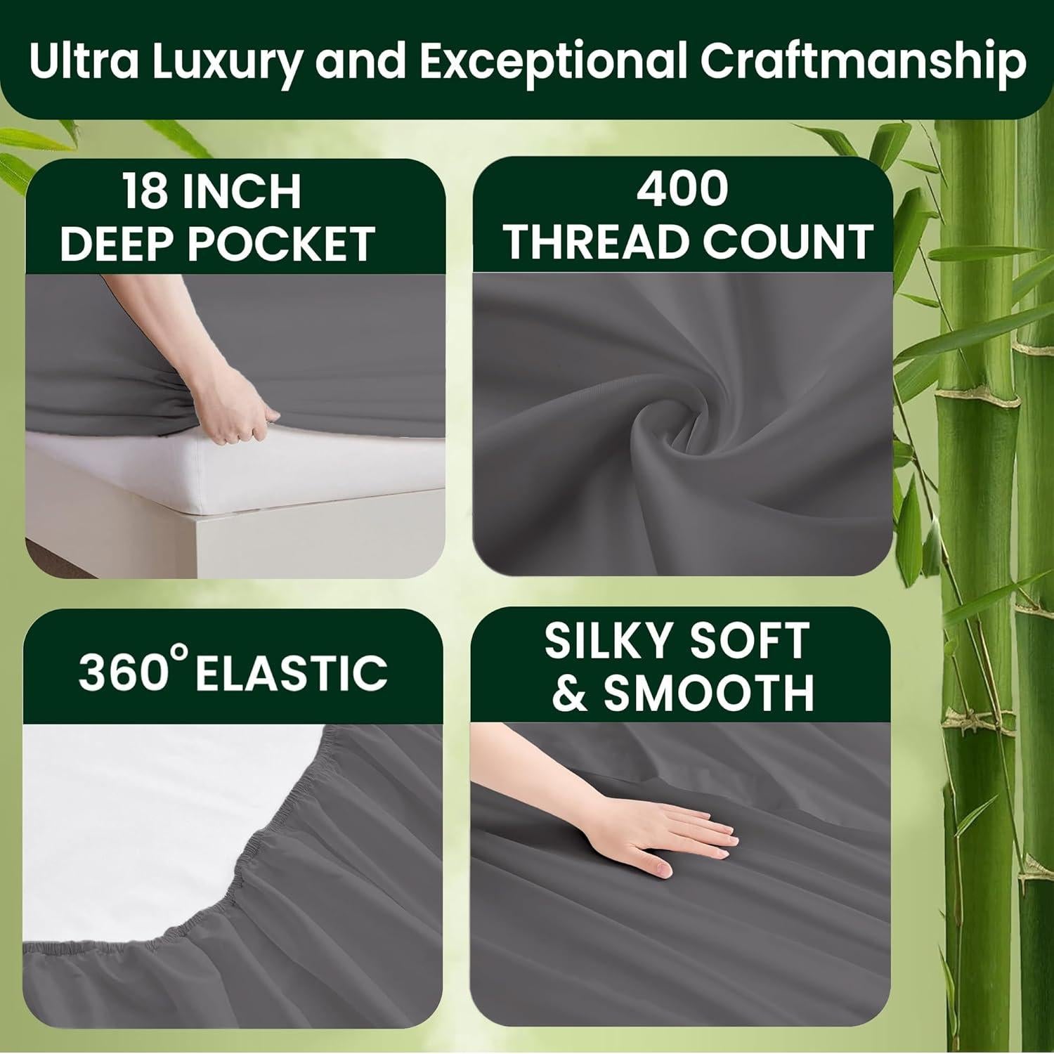 Juego de Sábanas de Lujo SGI Bedding Full 4 Piezas 100% Bambú