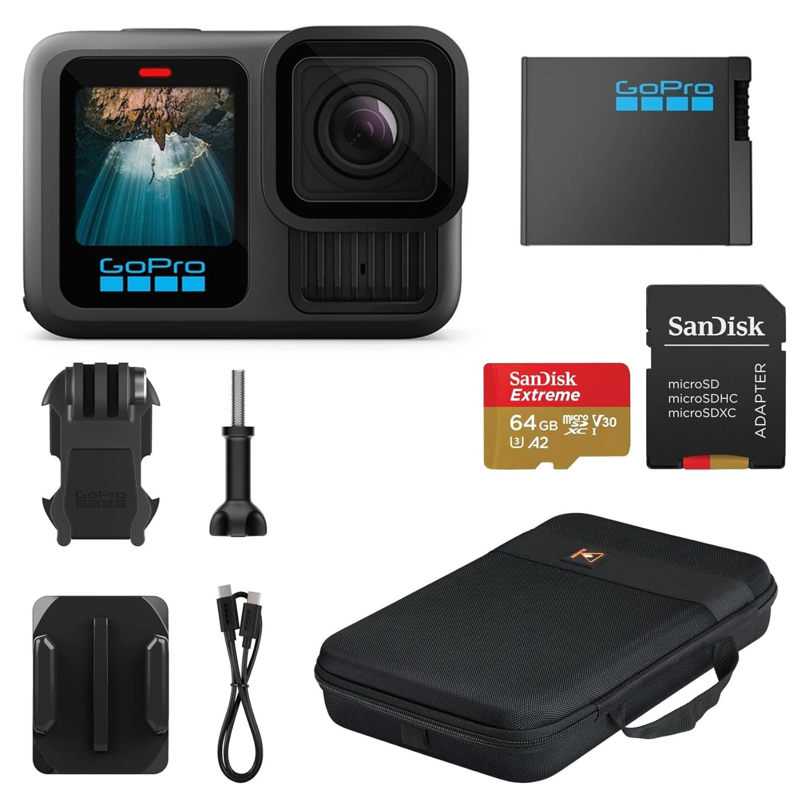 Cámara de Acción GoPro HERO13 Negro 5.3K 27MP + Tarjeta 64GB