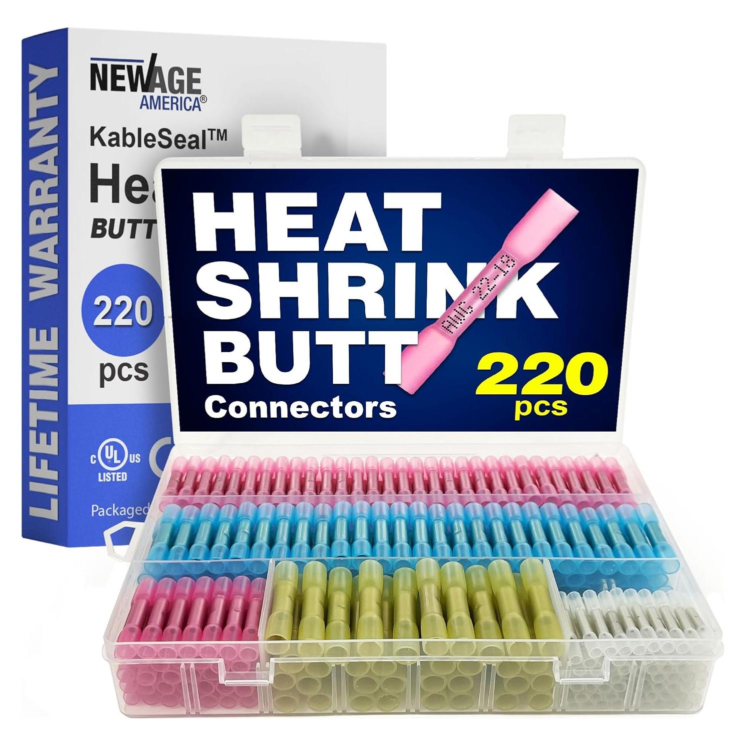Kit de Conectores Termocontraíbles New Age 220 Piezas AWG 26-10