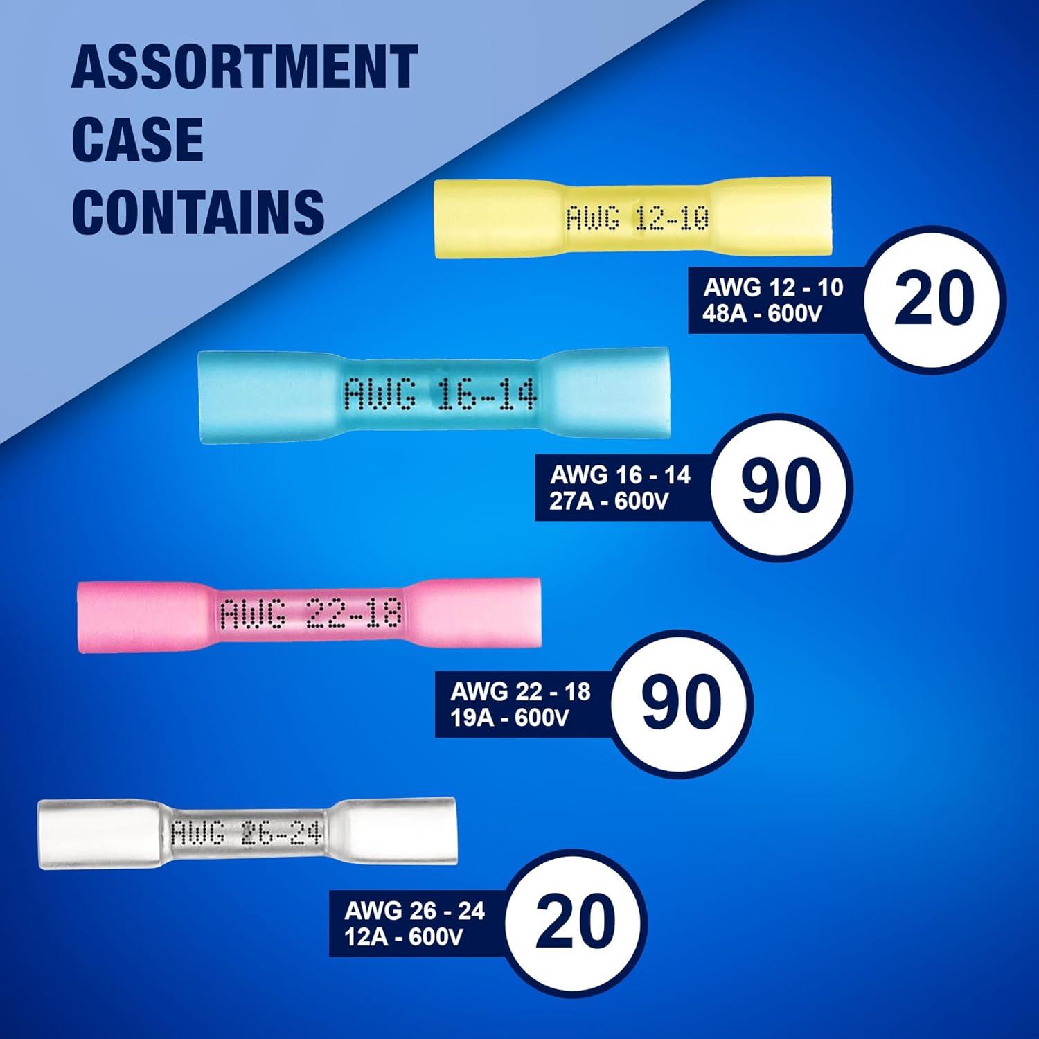 Kit de Conectores Termocontraíbles New Age 220 Piezas AWG 26-10