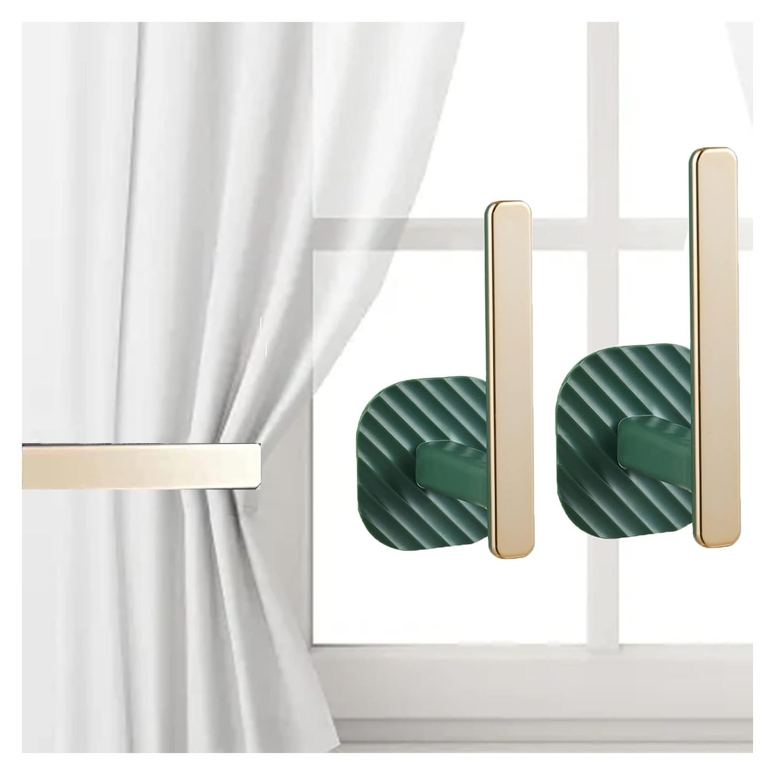 Soportes de Cortina Kinktons - Ganchos Retráctiles Verde - Paquete de 2