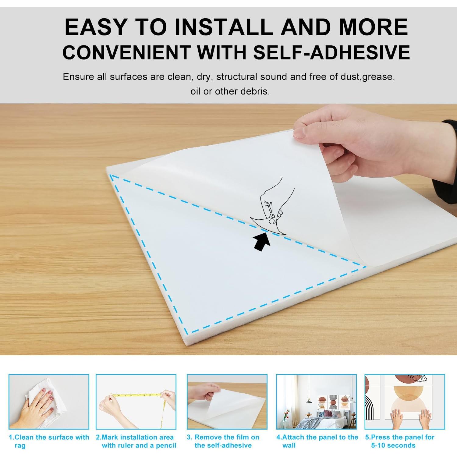 Paneles Acústicos Artísticos Autoadhesivos 120x58 cm Geométricos