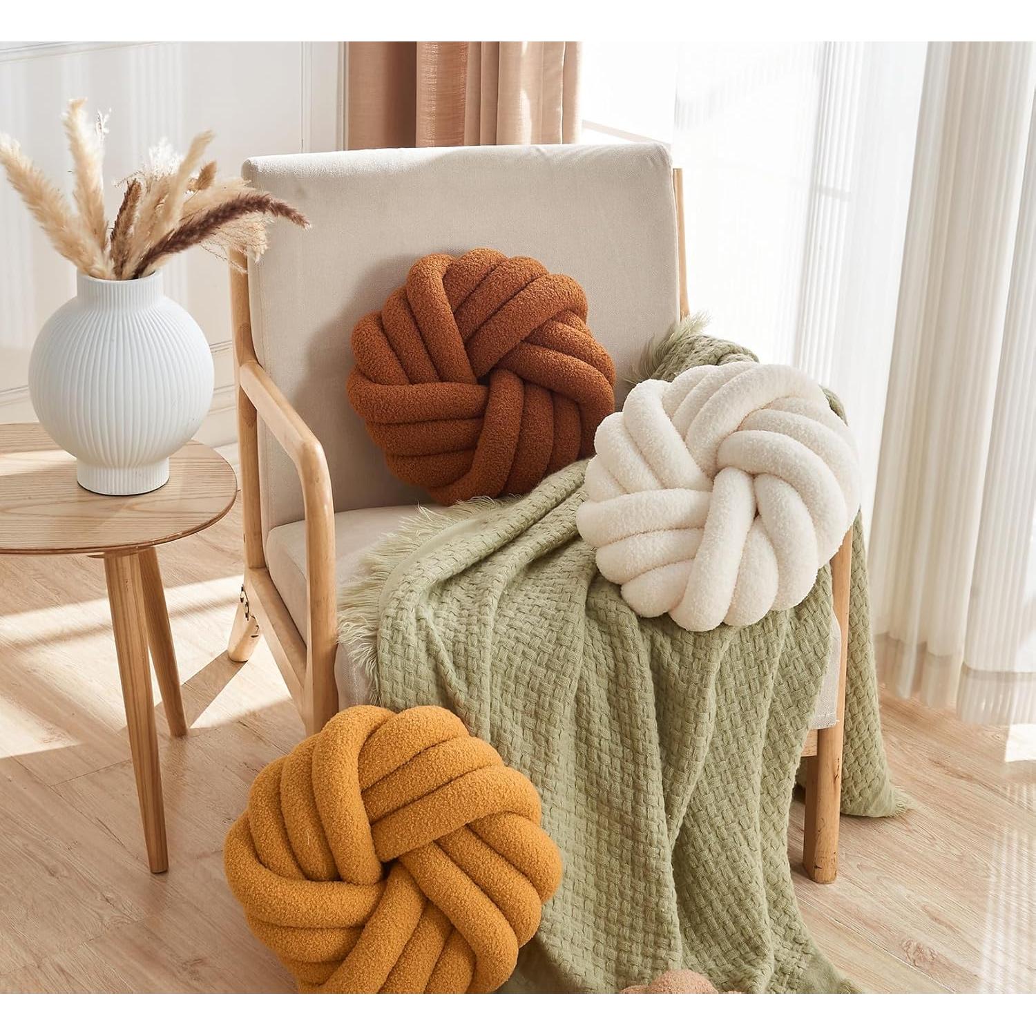 Almohada Nudo Redonda Vdoioe 35 cm Marrón Decorativa Suave