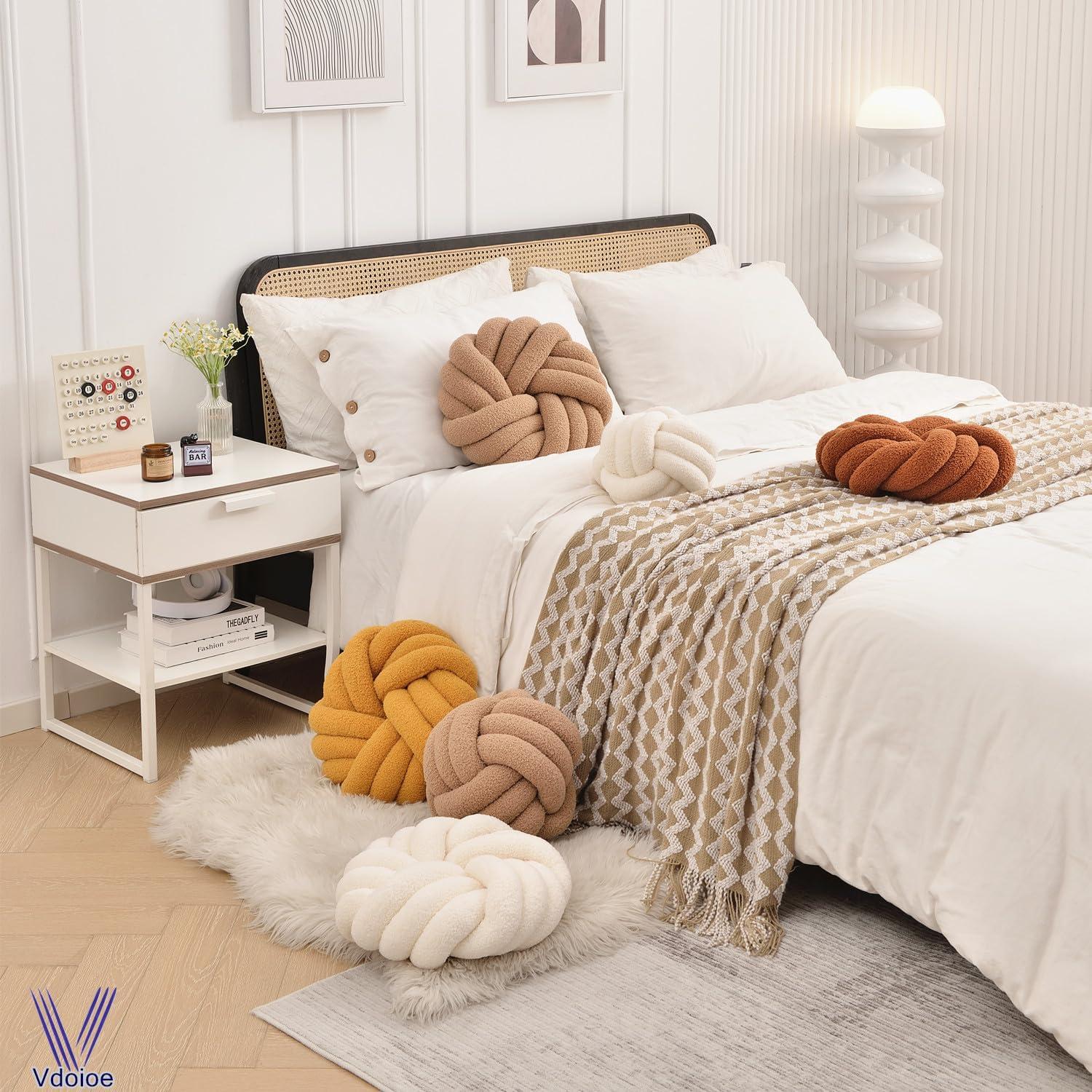 Almohada Nudo Redonda Vdoioe 35 cm Marrón Decorativa Suave