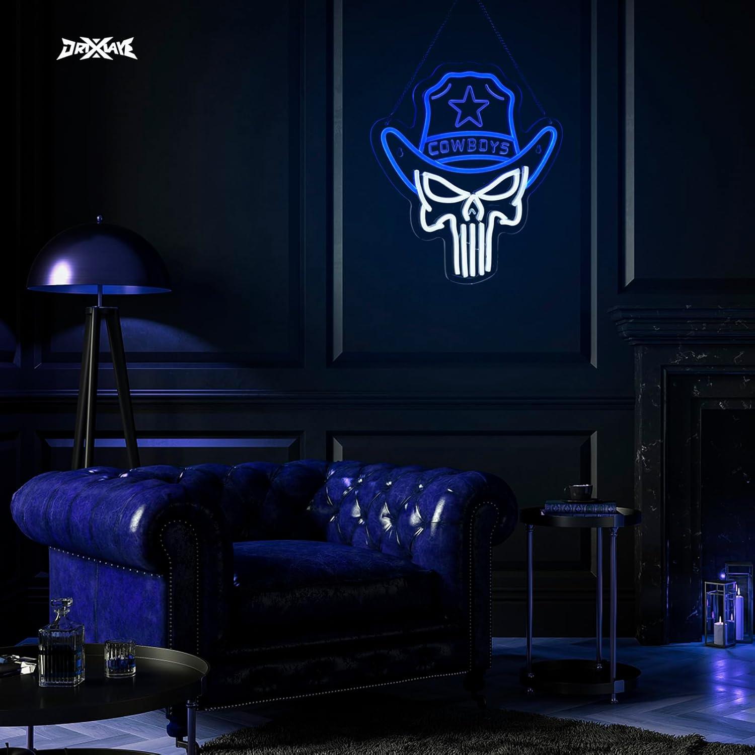 Luz de Neón Cowboy Calavera LED ORIXIAYE 35.3x32 cm