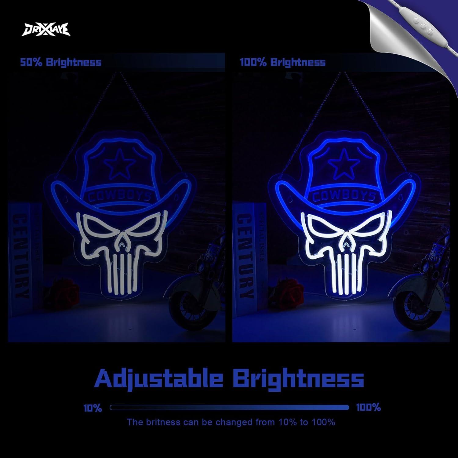 Luz de Neón Cowboy Calavera LED ORIXIAYE 35.3x32 cm