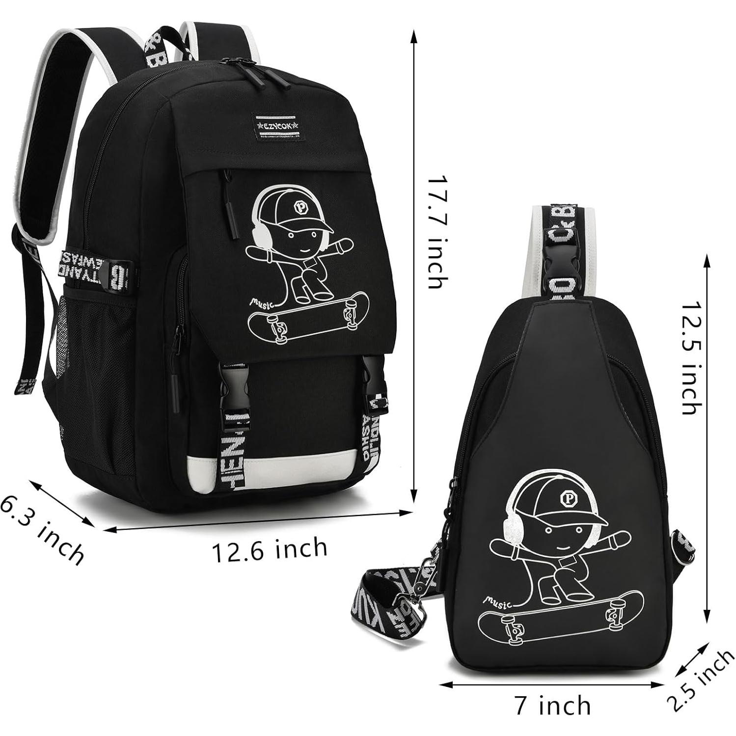 Mochila Escolar Resistente al Agua EZYCOK con Puerto USB 46cm