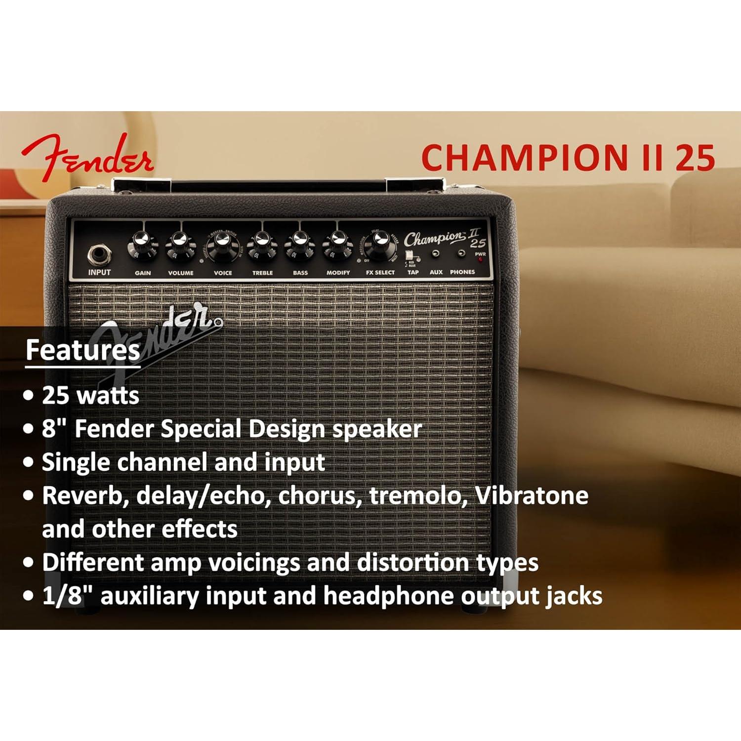 Amplificador Combo Fender Champion II 25W con Accesorios