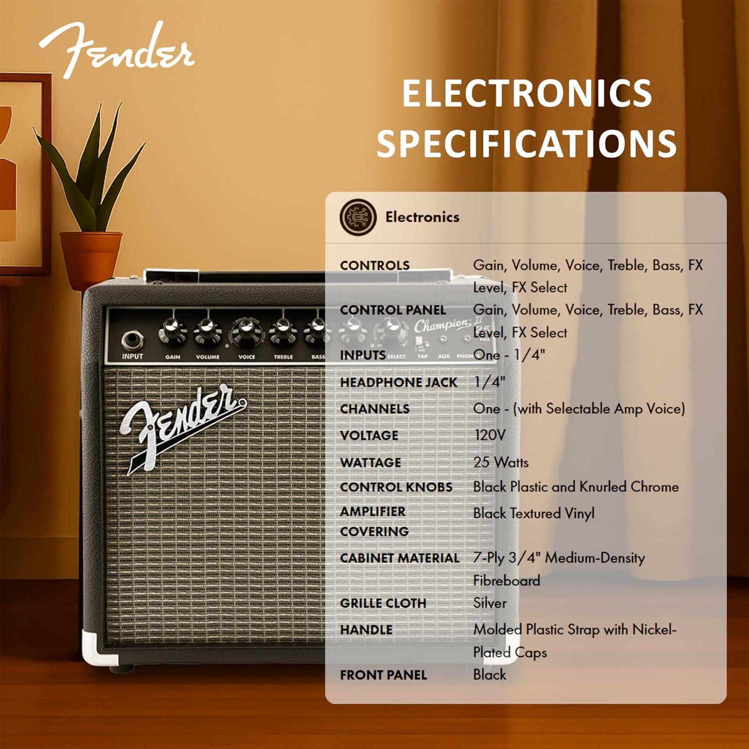 Amplificador Combo Fender Champion II 25W con Accesorios