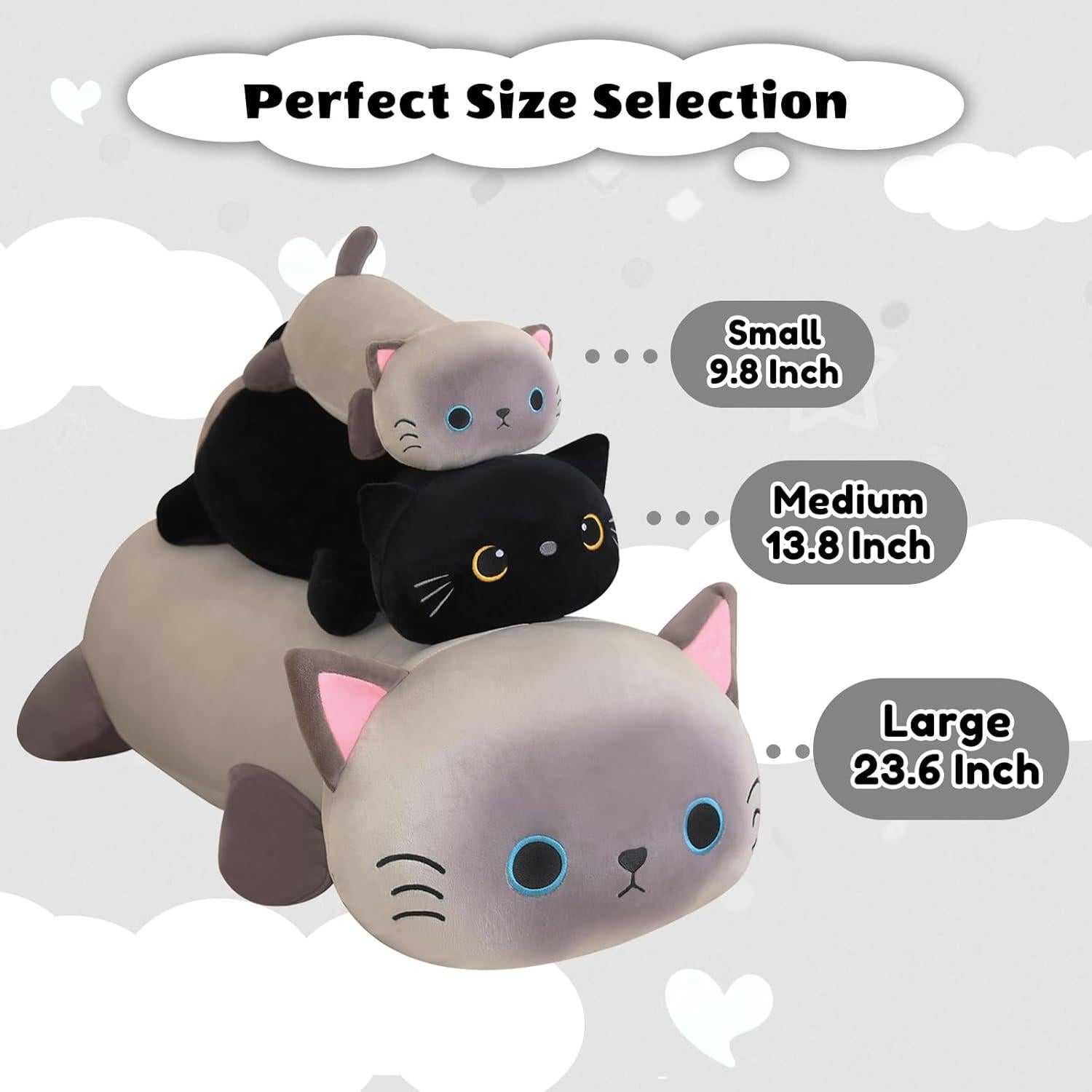 Gato de peluche negro con peso Finebee 25 cm 0.36 kg