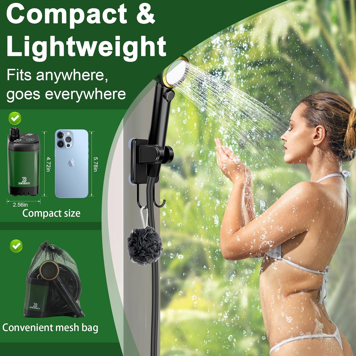 Ducha Portátil ZWJBSGY Camping 6000mAh 4 Modos 180 Min