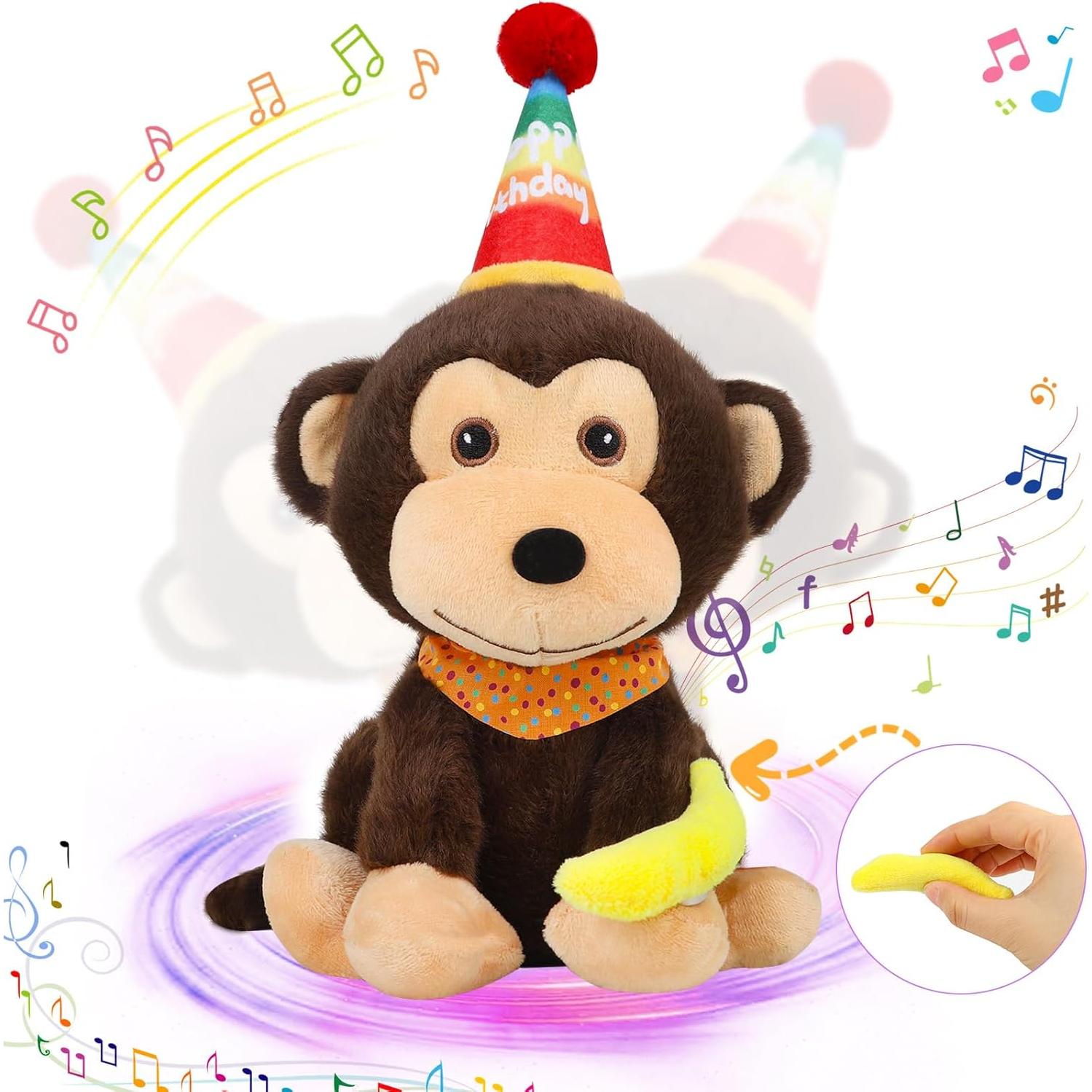 Mono de Peluche Musical Interactivo 30 cm Marrón - Zhong Le Toys